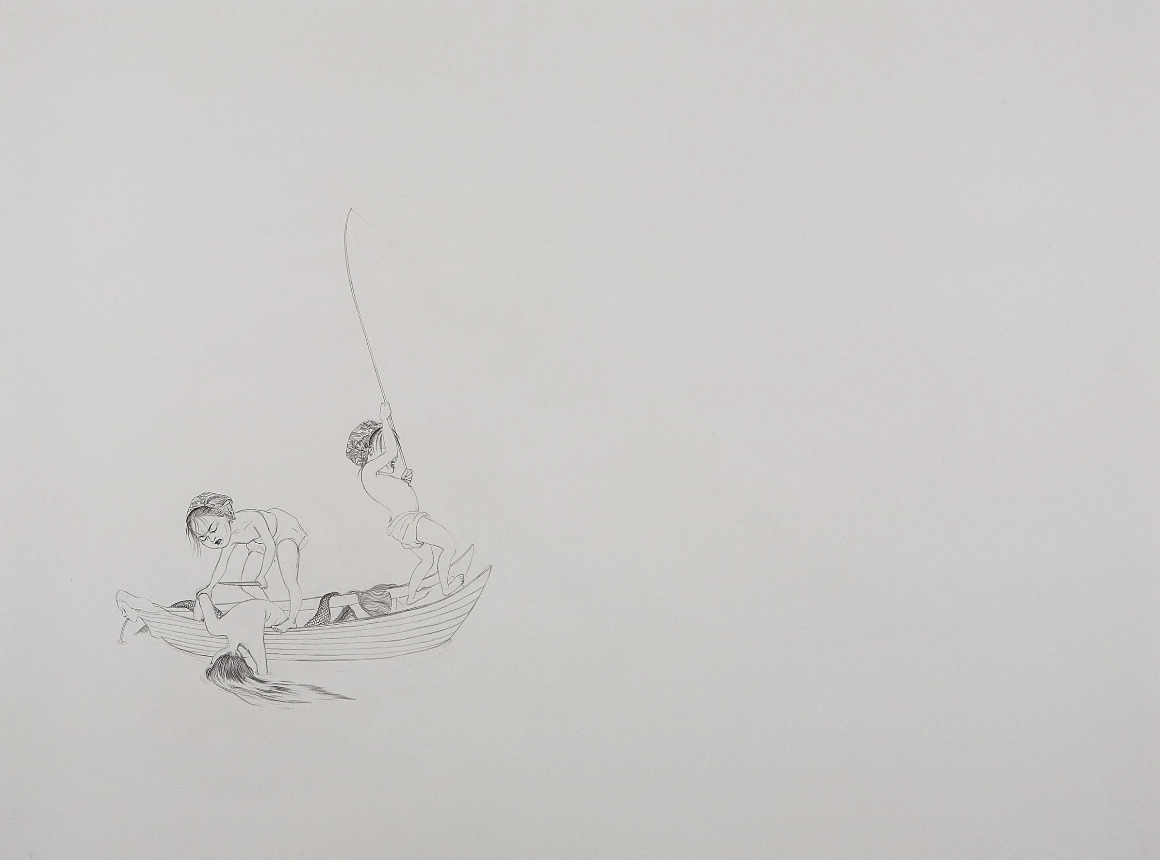 Surface Tension Series I: Big Catch , 2007 Graphite on paper 38 X 50 inches Private collection 