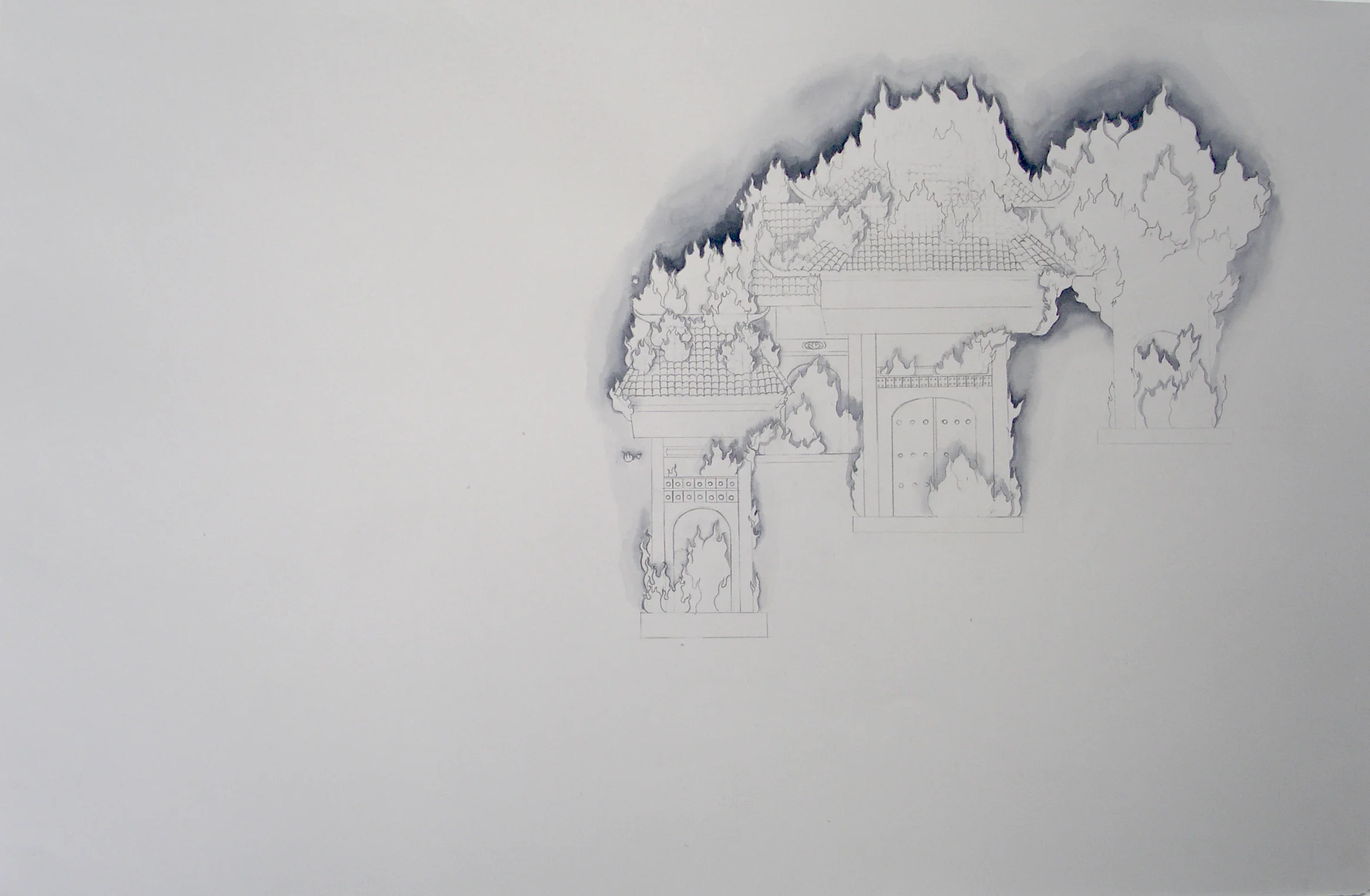 Where Ghosts Live II , 2006 Graphite, ink on gray paper 25 X 38 inches 