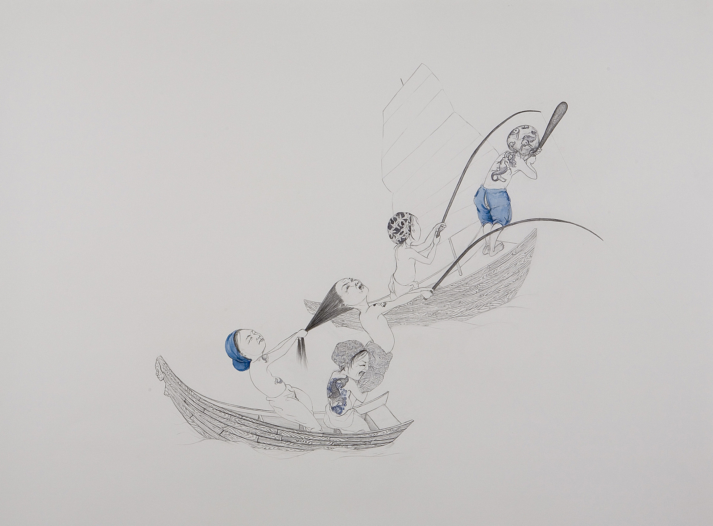   Surface Tension II: Double Team , 2007 Graphite, watercolor on paper 38 X 50 inches&nbsp;  