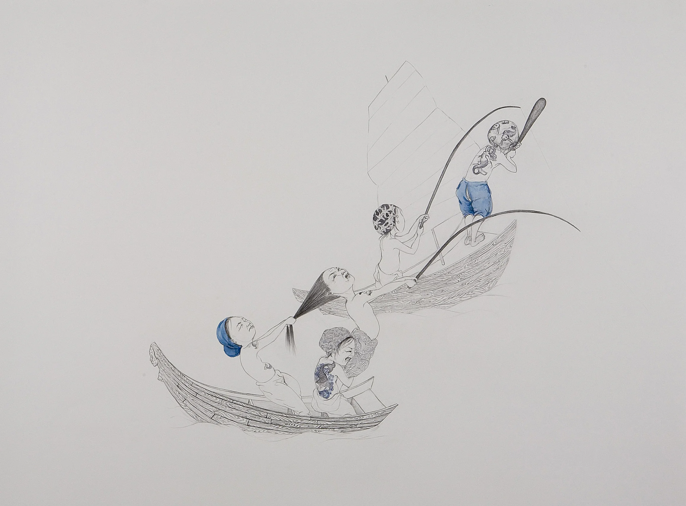 Surface Tension II: Double Team , 2007 Graphite, watercolor on paper 38 X 50 inches 