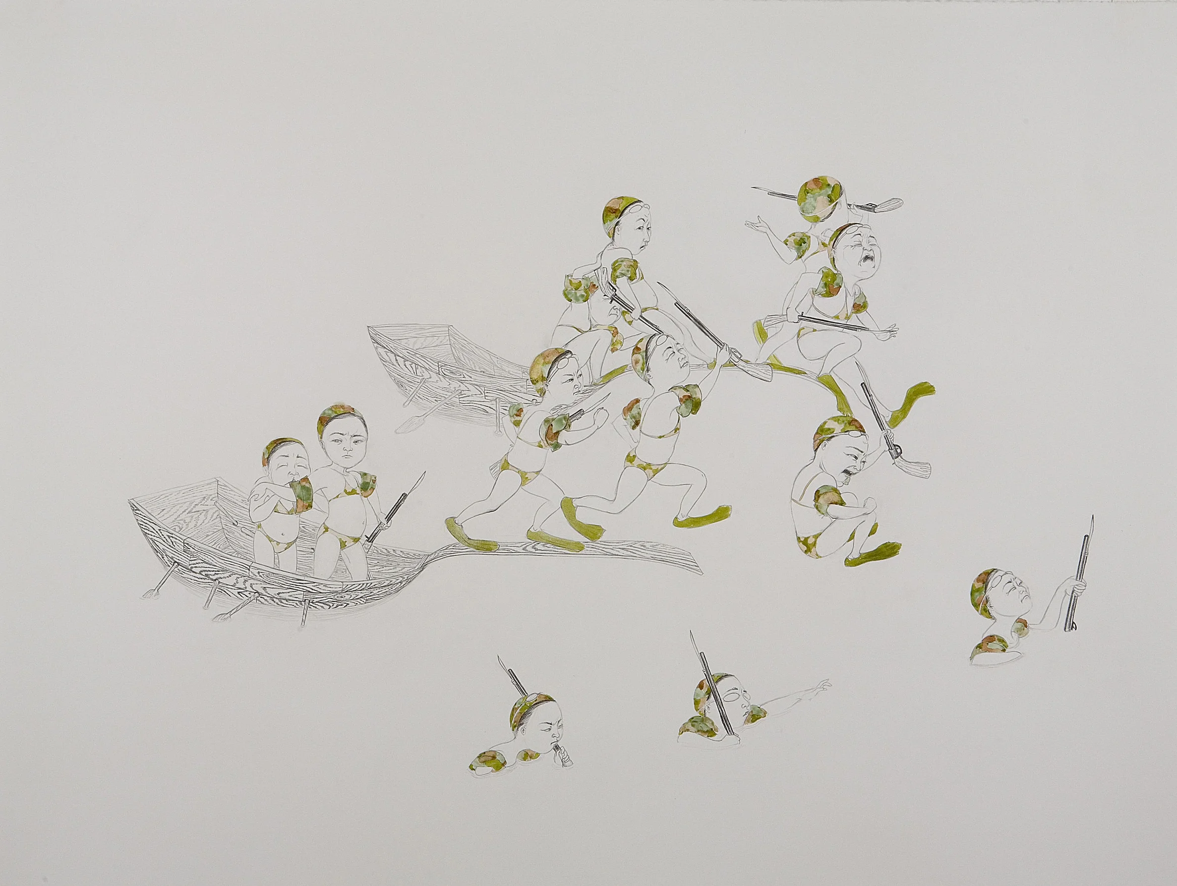 Surface Tension VII (Deployment) , 2007 Graphite, watercolor, ink on paper 38 X 50 inches Private collection 
