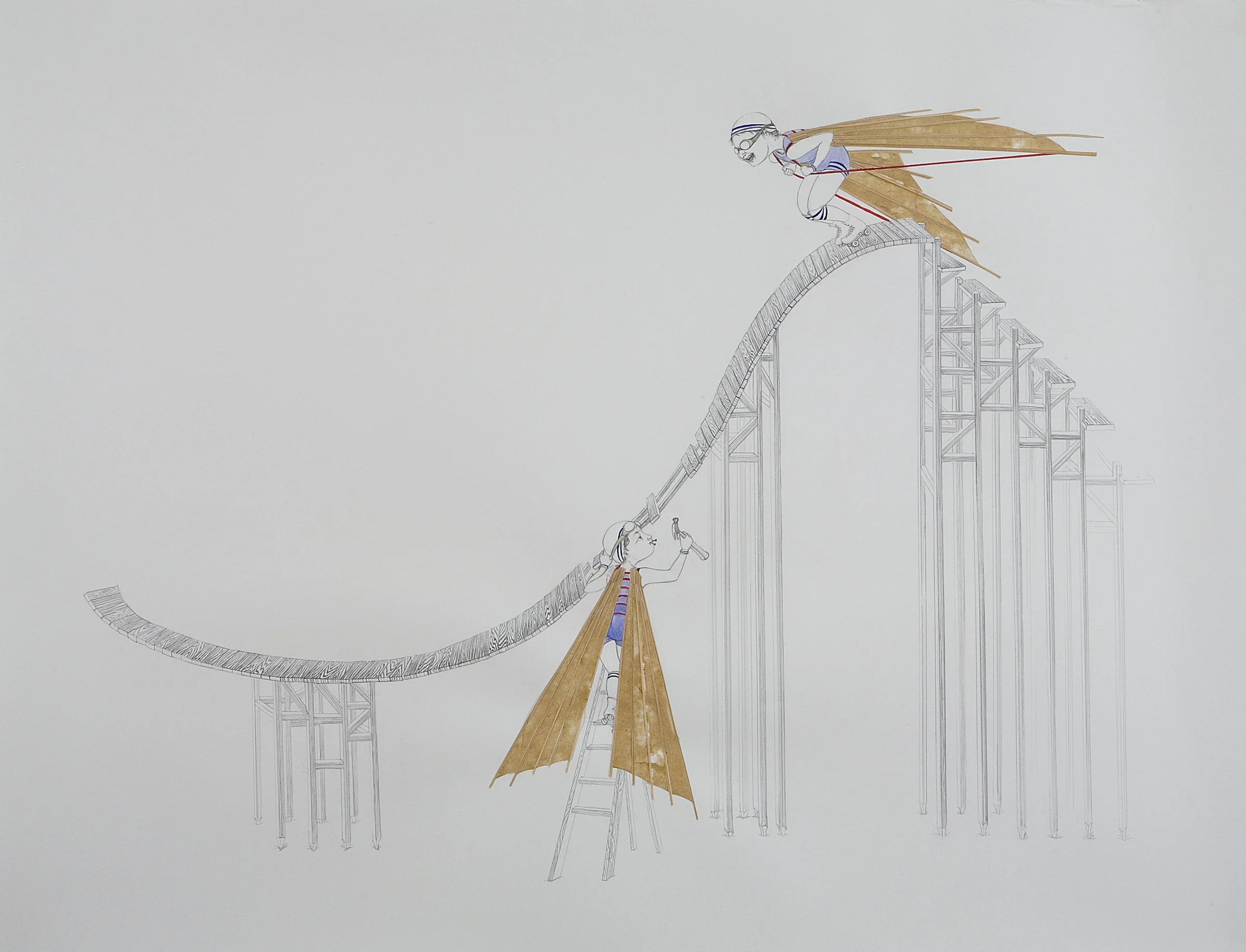 Test Flight , 2007 Graphite, watercolor, ink and collage on paper 38 X 50 inches 
