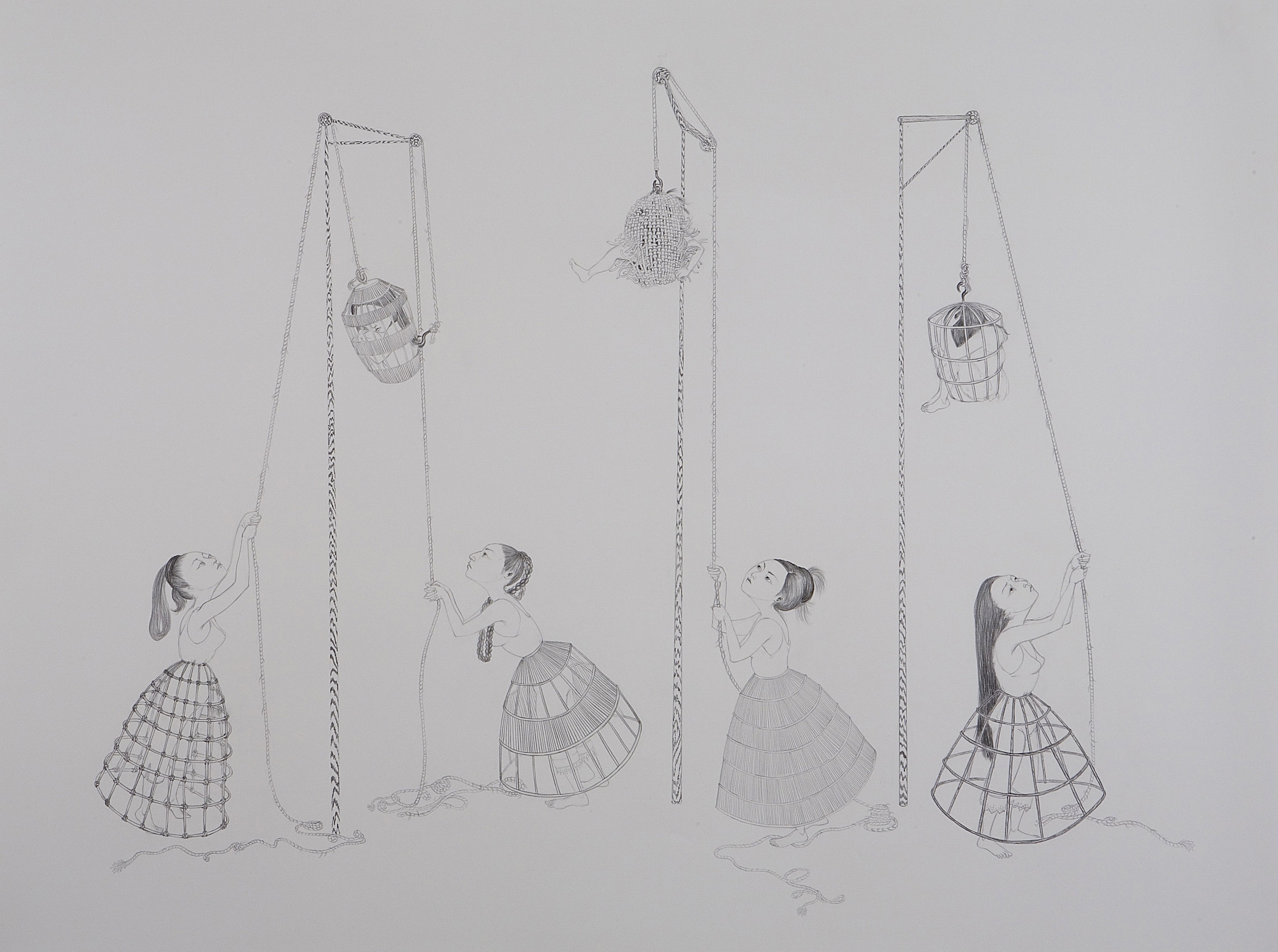   Raising Children , 2007 Graphite on paper 38 X 50 inches Private collection&nbsp; 