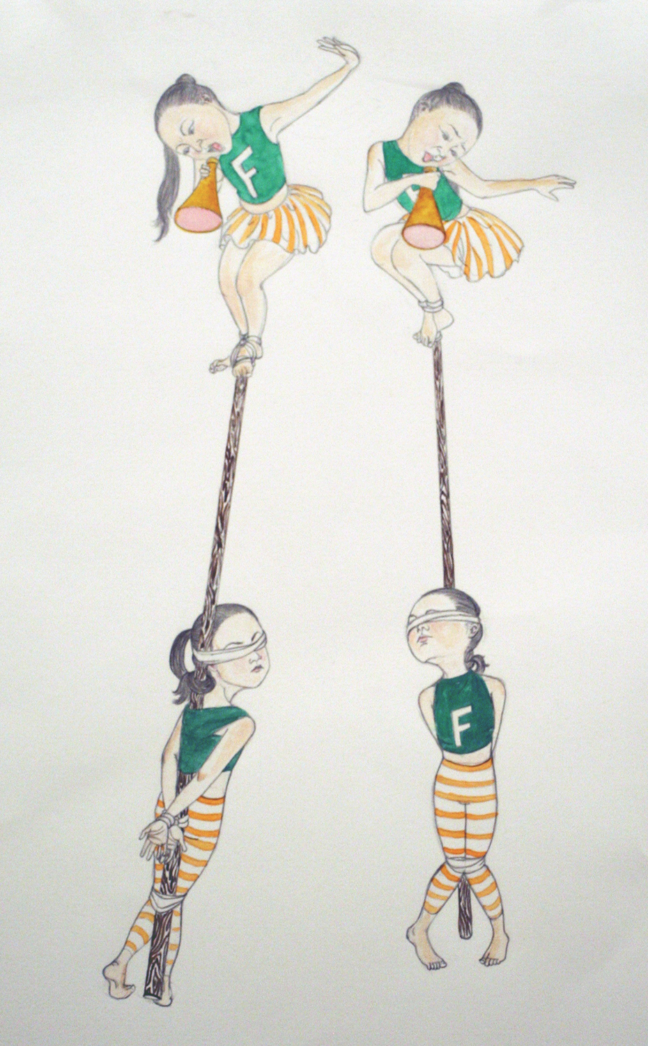   Cheerleading,  2008 Graphite, ink on paper 15 x 11 inches 