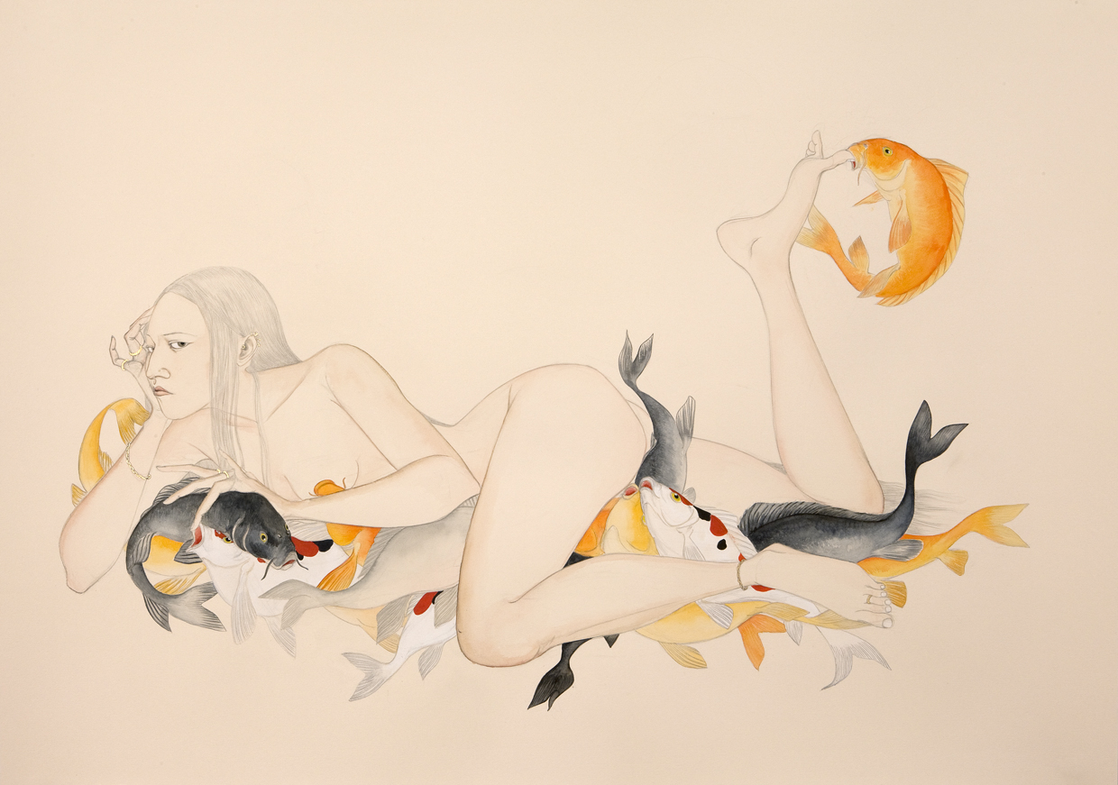   Sea Bed , 2009 Graphite, ink, watercolor on cream-colored paper 27.5 x 39 inches Private collection&nbsp; 