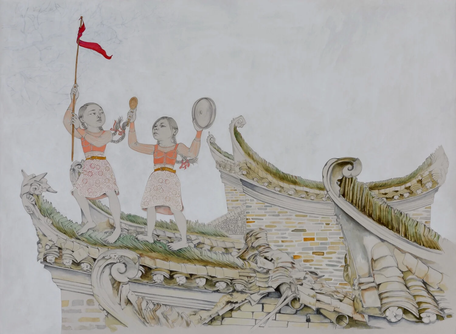 Ordinary Mouths Made to Sing , 2019 Graphite, watercolor, gouache and metallic color on ivory paper 22 x 30 inches Photo: Brandon Perdomo