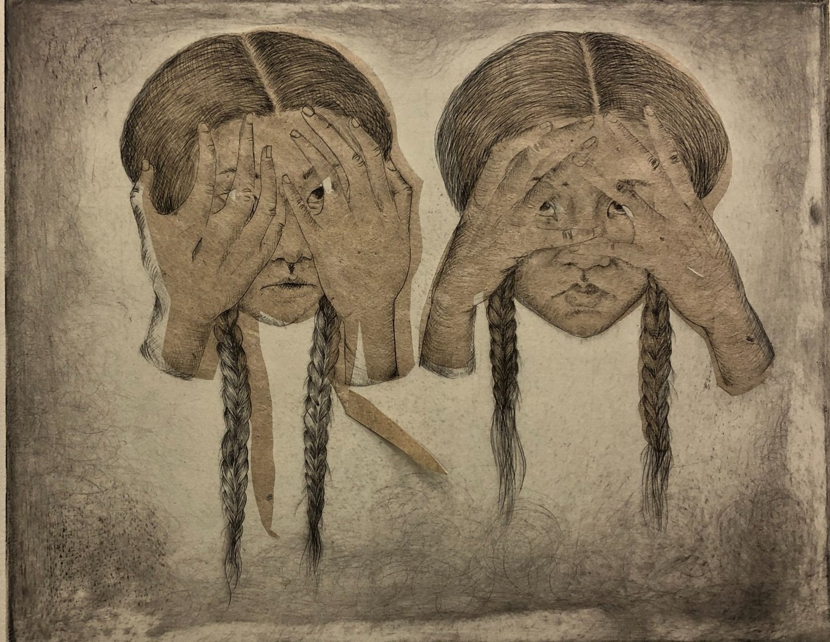   Can’t Look, Can’t Look  E/V, 2023 Drypoint with chin collée 
