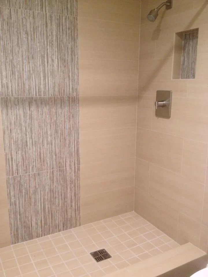Walk in Shower remodel with Shower Niche and custom shower walls