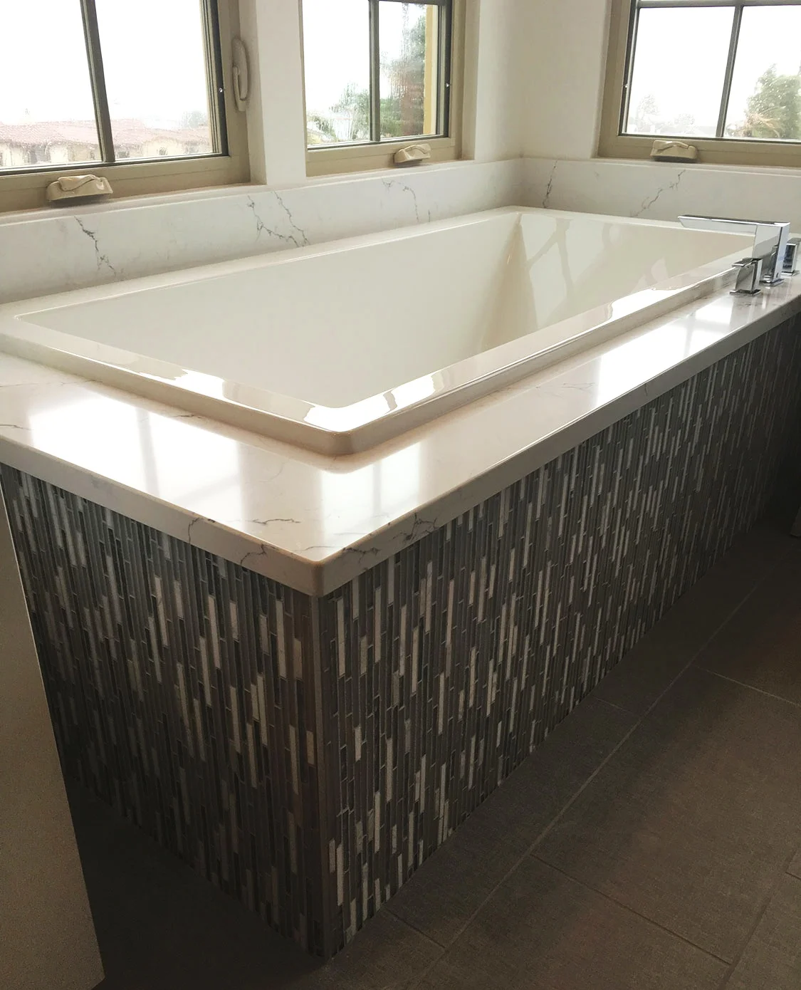 Luxurious extra deep bathtub with a view in San Clemente bathroom remodel