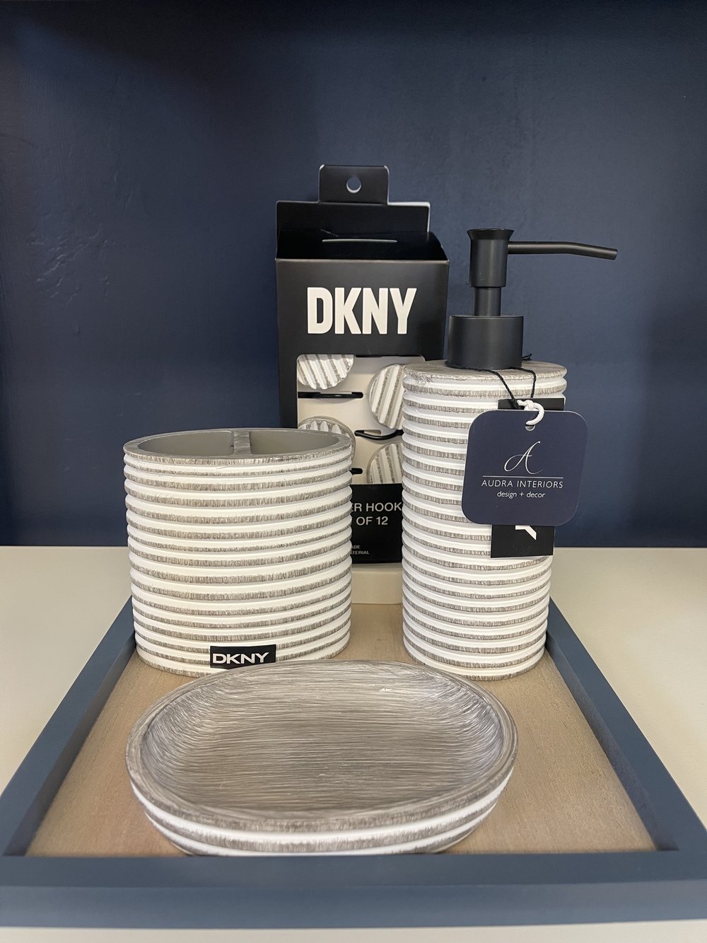 DKNY Striped Bath Accessories Set — Audra Interiors