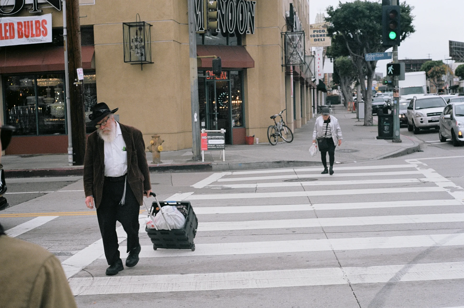 Crossing over Robertson Blvd along Pico. Pico-Robertson, Los Angeles. Kodak Ektar 100. Pentax K1000. Fletcher Berryman 2019.