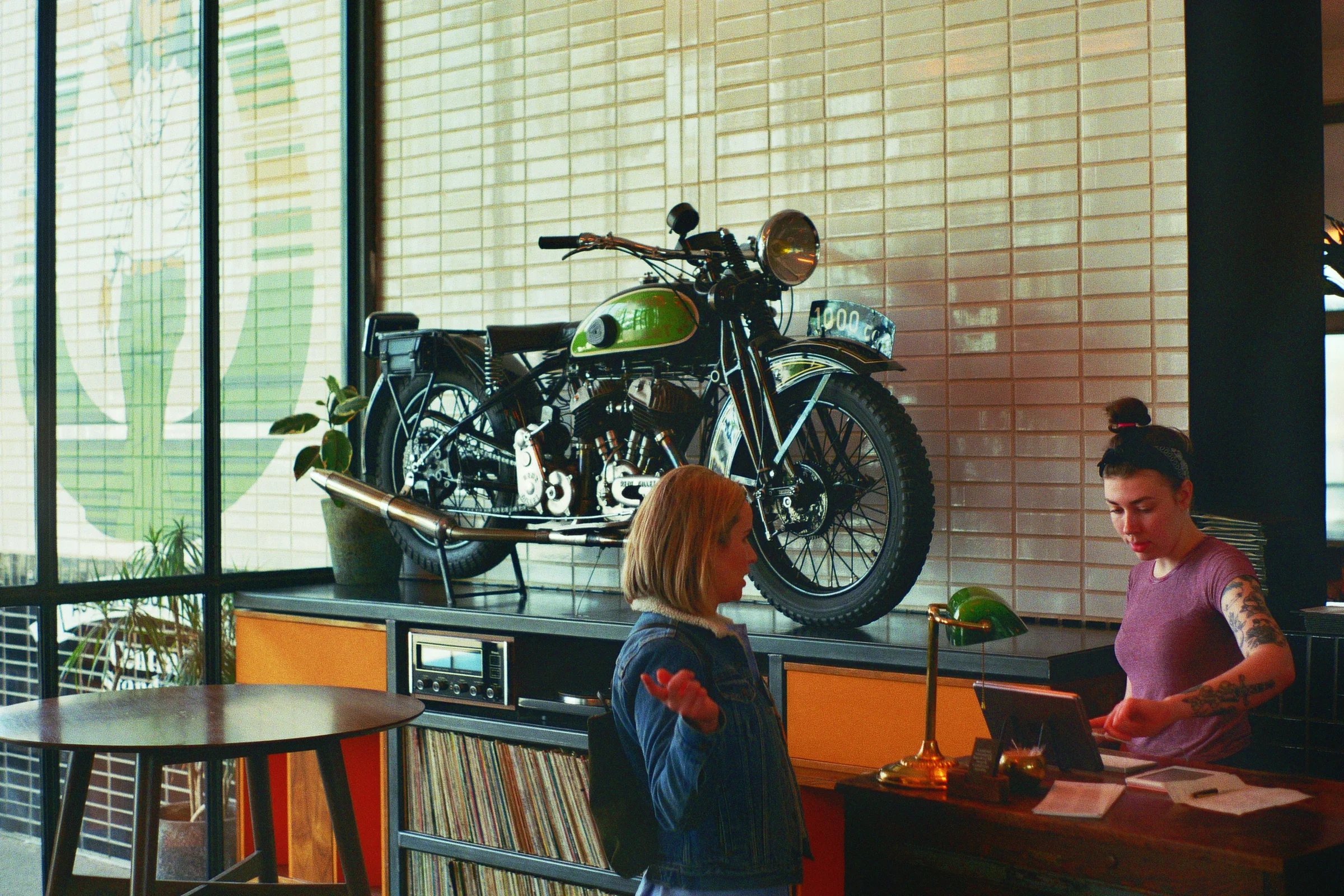 In the lobby of the South Congress Hotel, where Rob and I filled up on some burgers before our journey to East Austin. Austin, TX