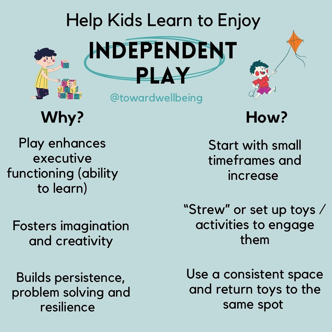 Interacting with adults and children during play builds important cognitive skills, language develops, and kids improve self-regulation skills. However learning how to independently play also has benefits. 

When a child is playing alone, it can help