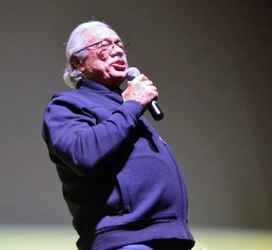 Edward James Olmos speaks to the sell-out crowd at the Rio Grande Theatre after receiving this year's Mark Medoff Humanitarian Award during the Las Cruces International Film Festival on Tuesday. [Jaime Guzman / For the Sun-News]