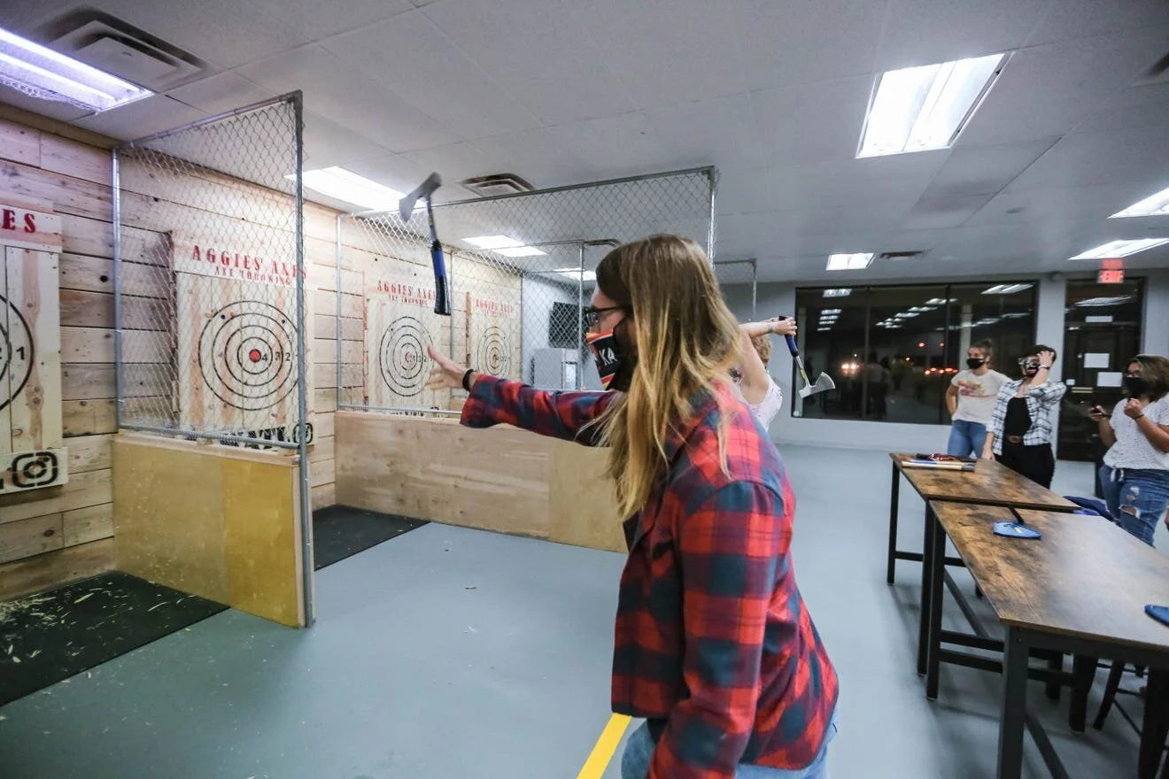 Kenneth Andrews celebrates his 18th birthday with family and friends at Aggies' Axes, a newly-opened ax-throwing venue near the campus of New Mexico State University in Las Cruces on Friday, Sept. 4, 2020. [Nathan Fish / Las Cruces Sun-News]