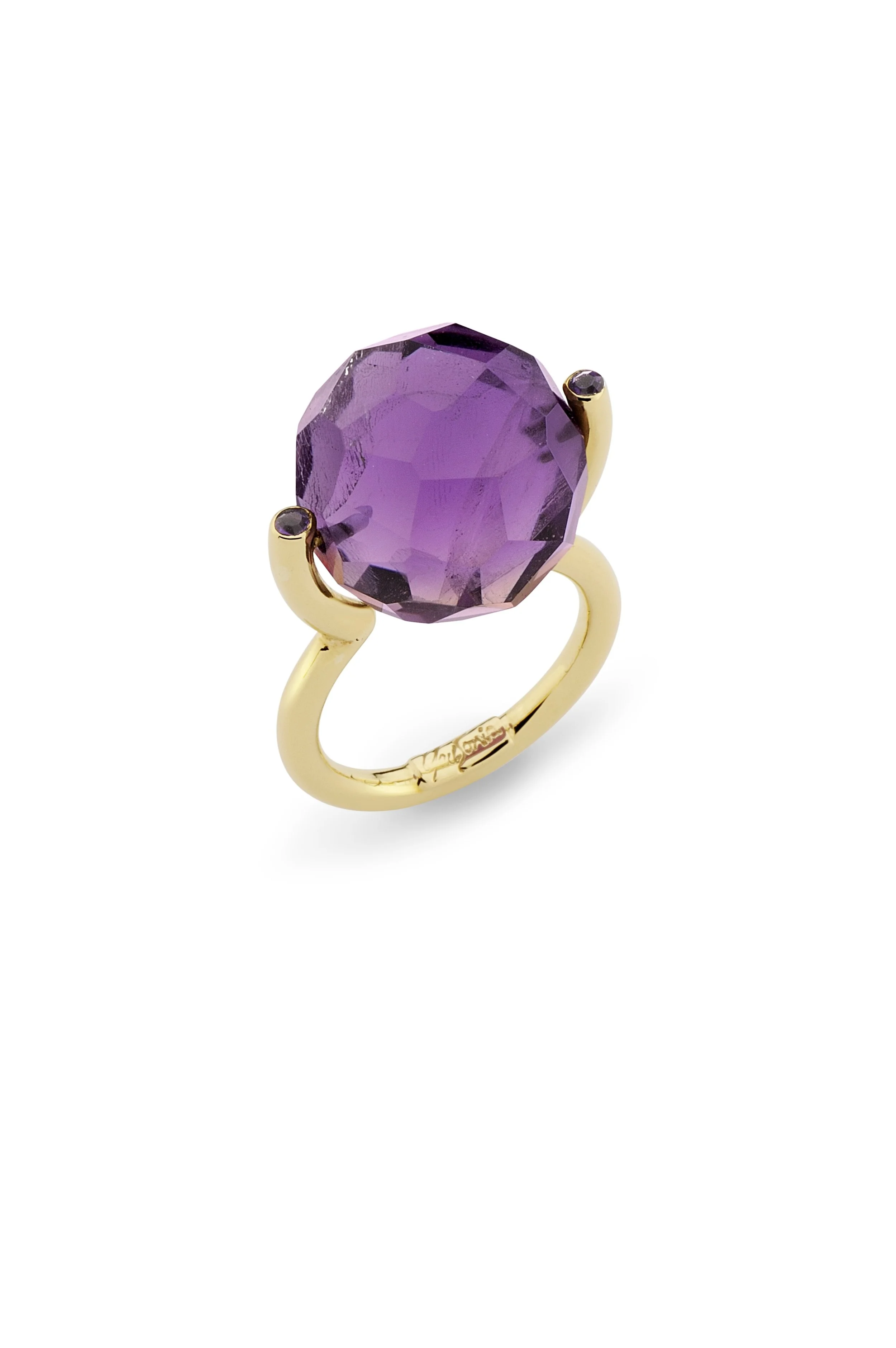 Rock Faceted Brilliant Fancy Amethyst Ring