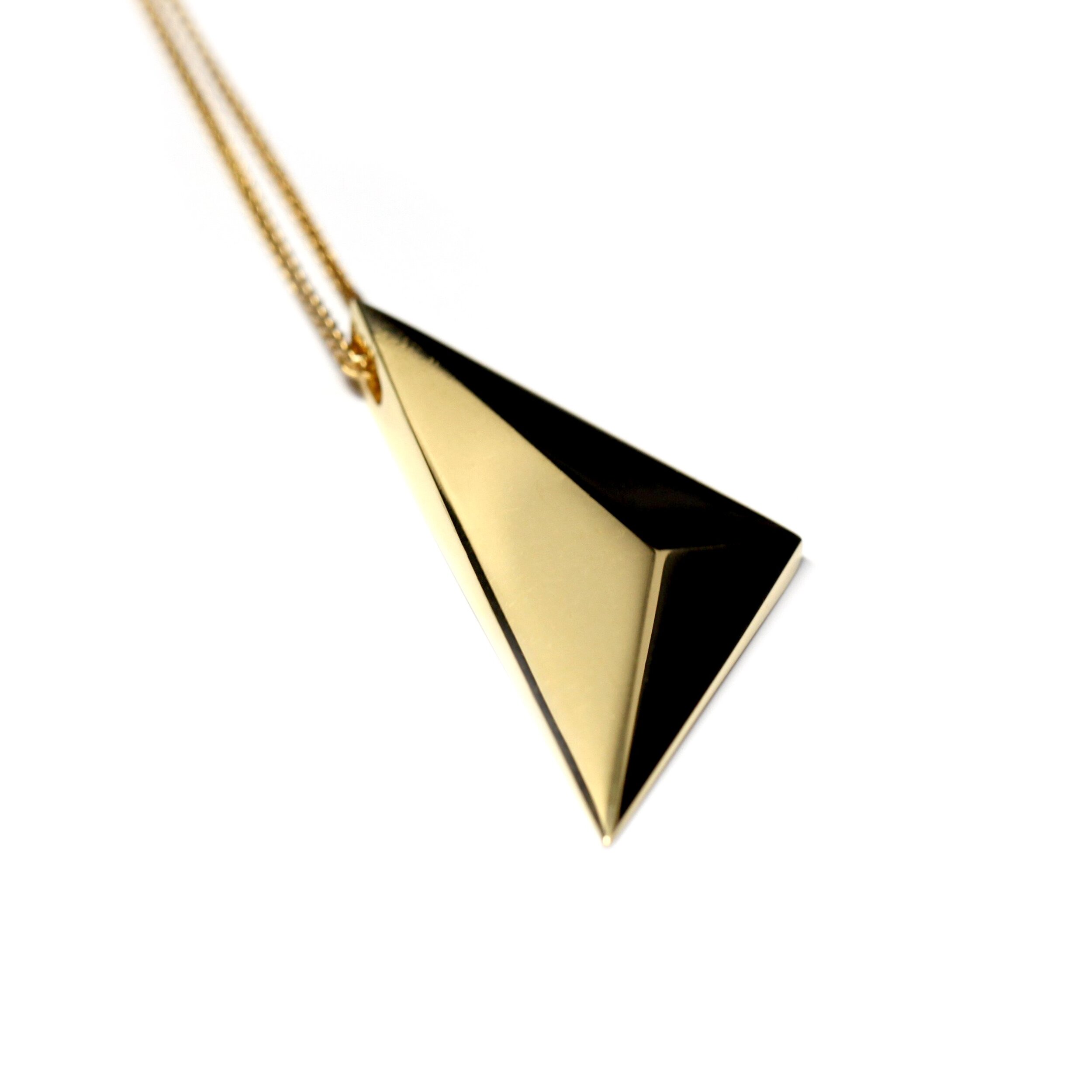 Bena Jewelry Vertical Silver Vermeil Pyramid Necklace