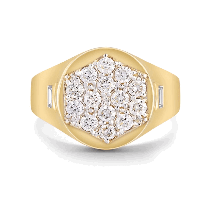 Hi June Parker Queen's Signet Ring White Diamonds