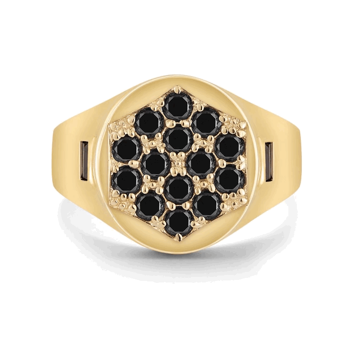 Hi June Parker Queen's Signet Ring Black Diamonds