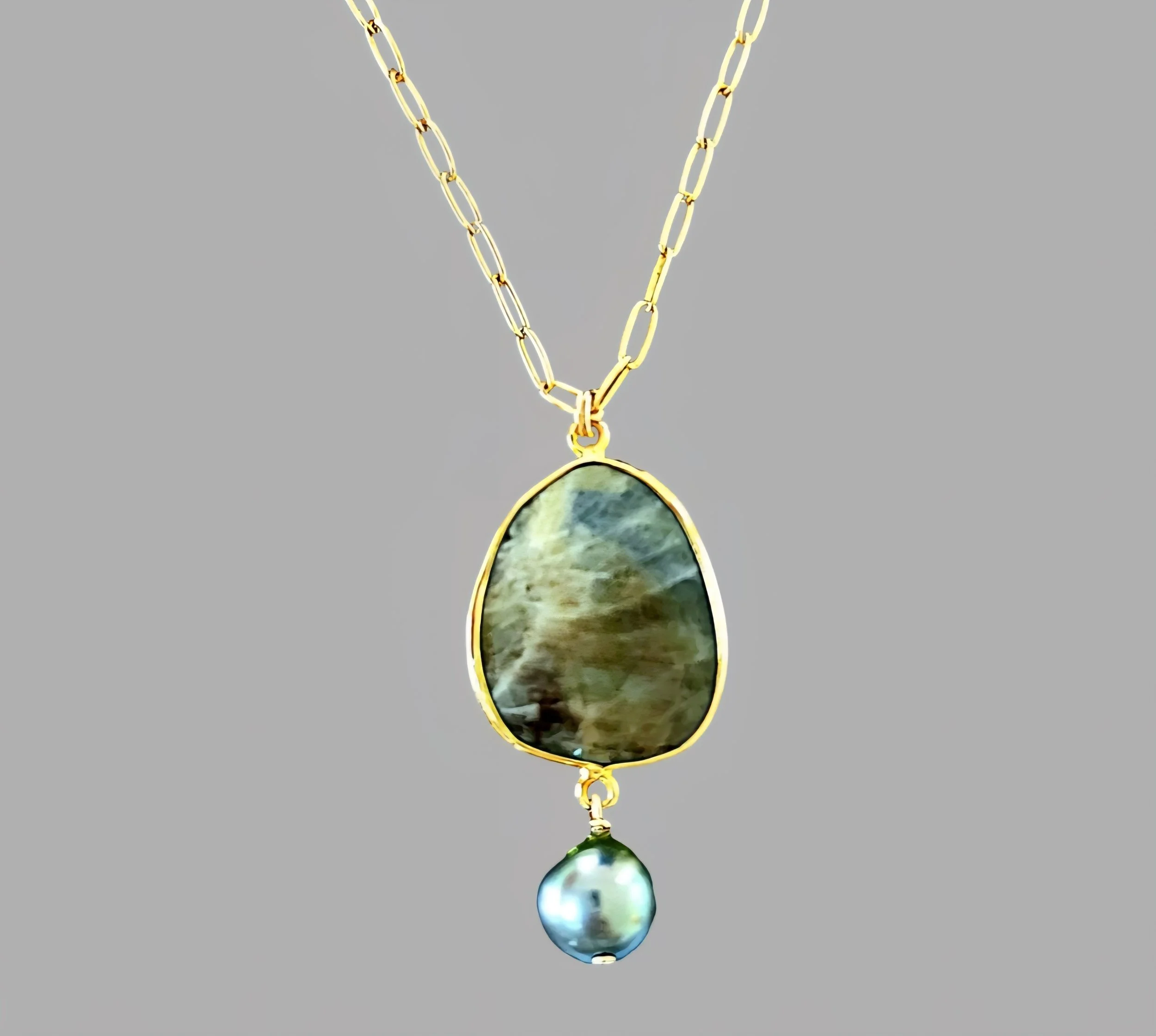 Ocean Blue Sapphire & Pearl Necklace