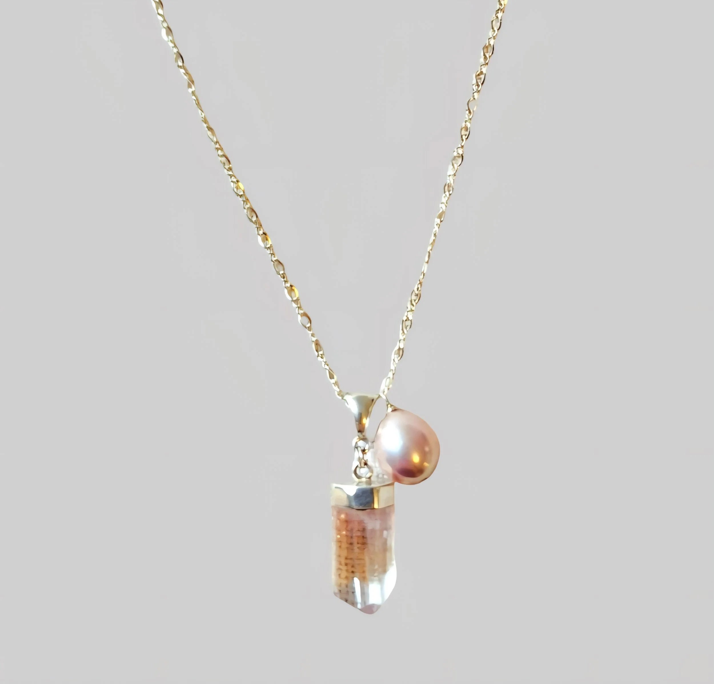 Pink Kunzite & Pearl Necklace