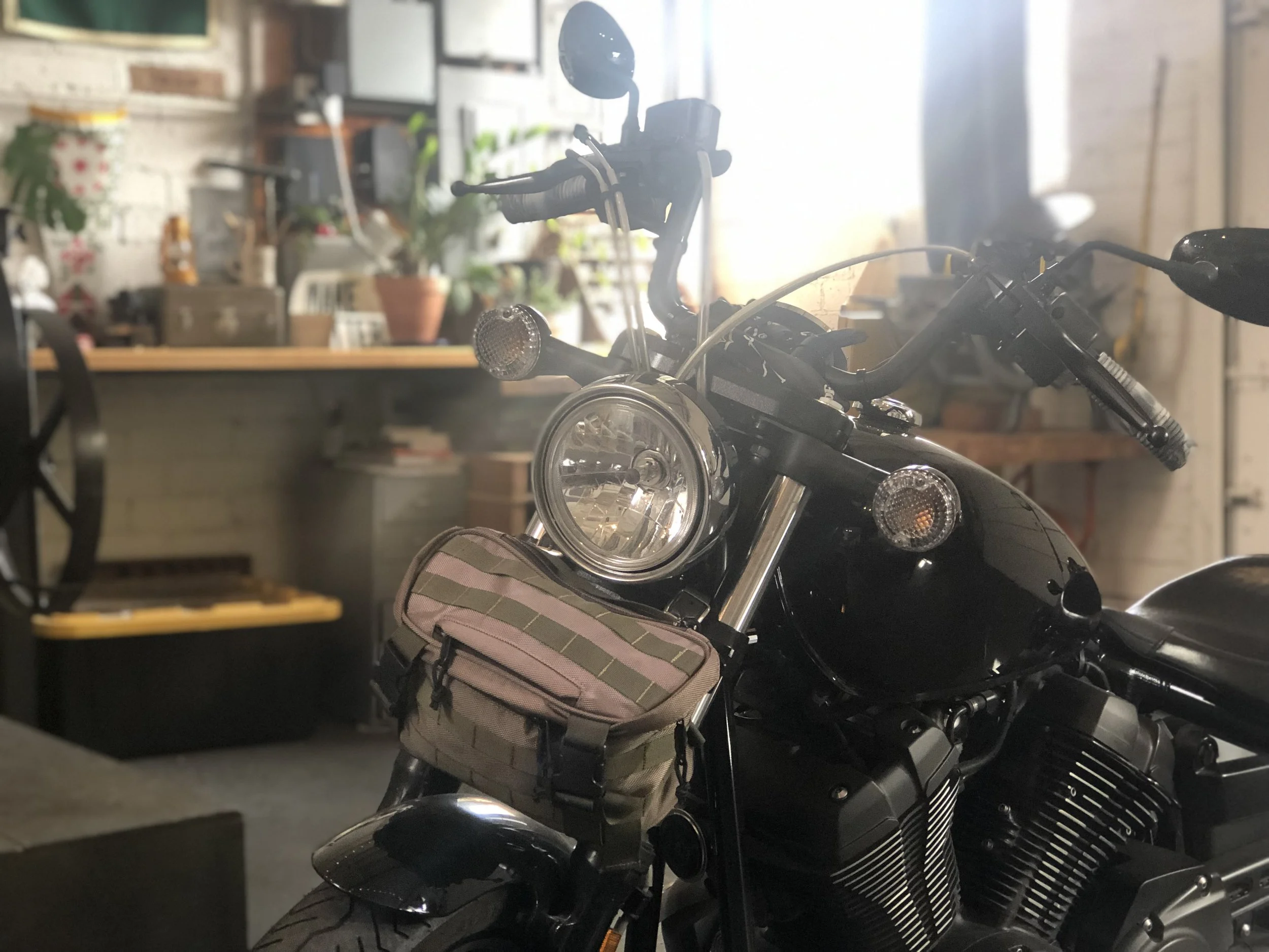 Yvonne’s motorcycle in her Portland studio