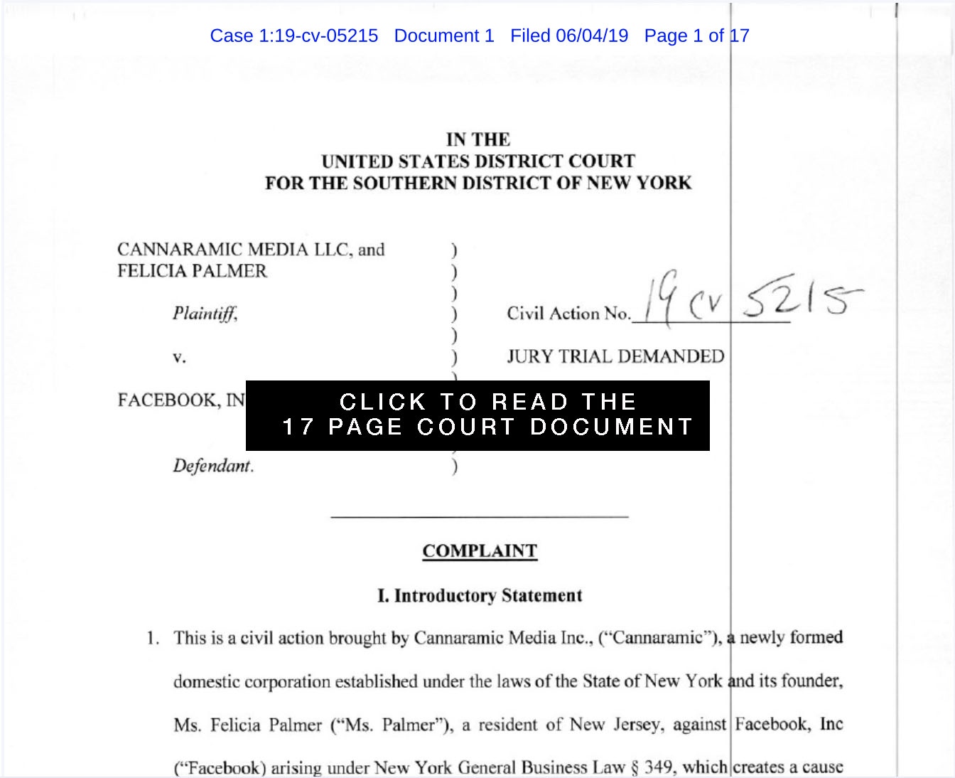 Cannaramic v. Facebook by on Scribd