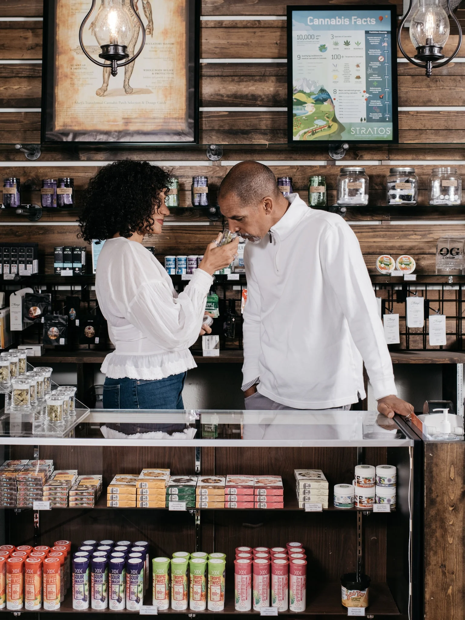 Wanda James and Scott Durrah, who became the first African-Americans to obtain a license to sell marijuana in America, at their dispensary, Simply Pure, in Denver.CreditBenjamin Rasmussen for The New York Times