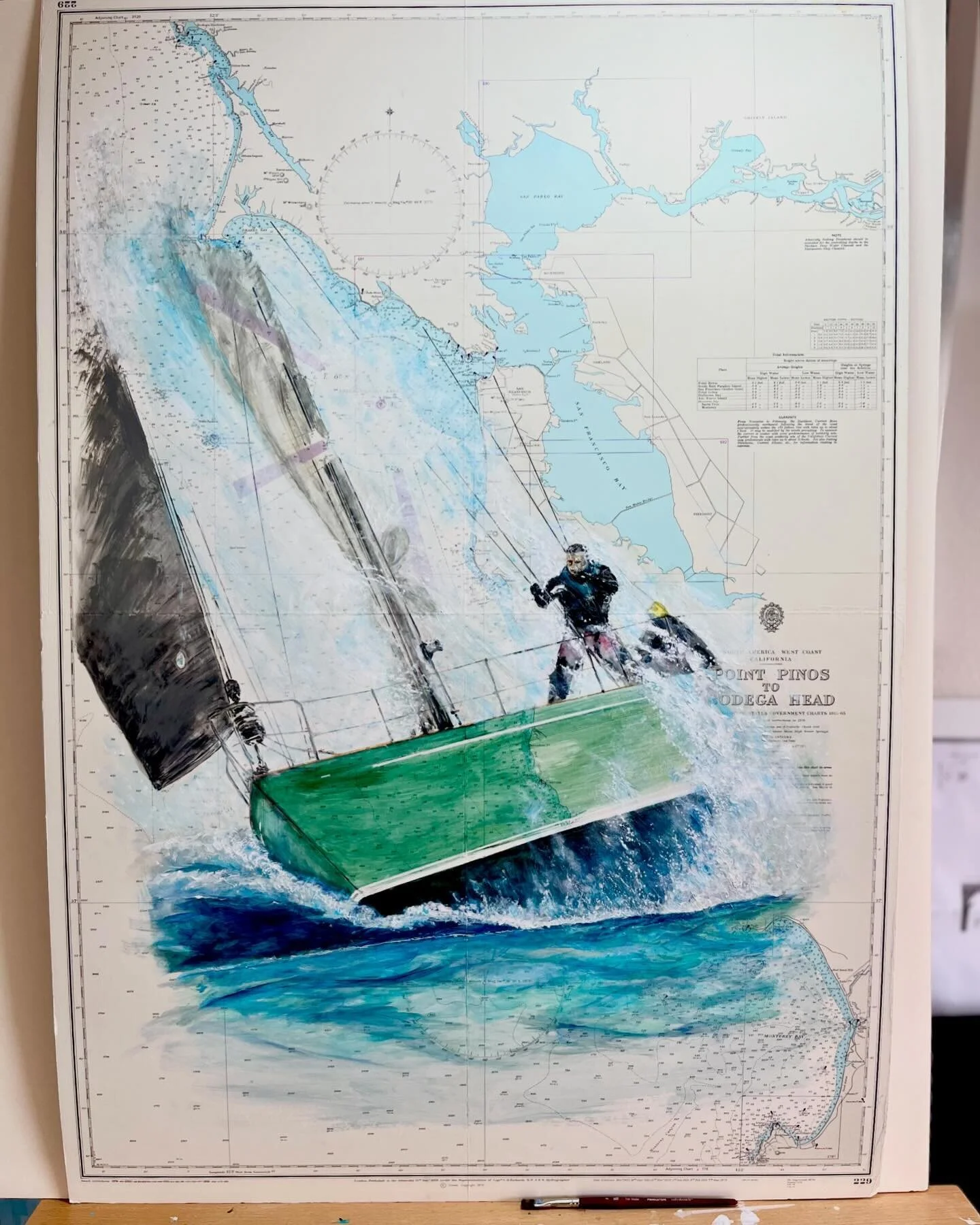 &ldquo;Spin Cup&rdquo; acrylic paint on chart 229 is the latest in my California Offshore Racing series.

The new piece encapsulates the speed and challenging conditions that you are sure to experience during a day of California Offshore Sailing. In 