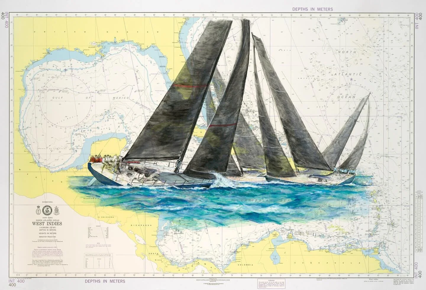 Pro Shot, by Berkeley Giclee, of my latest acrylic painting. &lsquo;St. Barths Bucket Regatta&rsquo;, on Chart INT400, measures 30 x 44&rdquo;.

St. Barths Bucket Regatta is a prestigious and exciting sailing event held annually in the beautiful Cari
