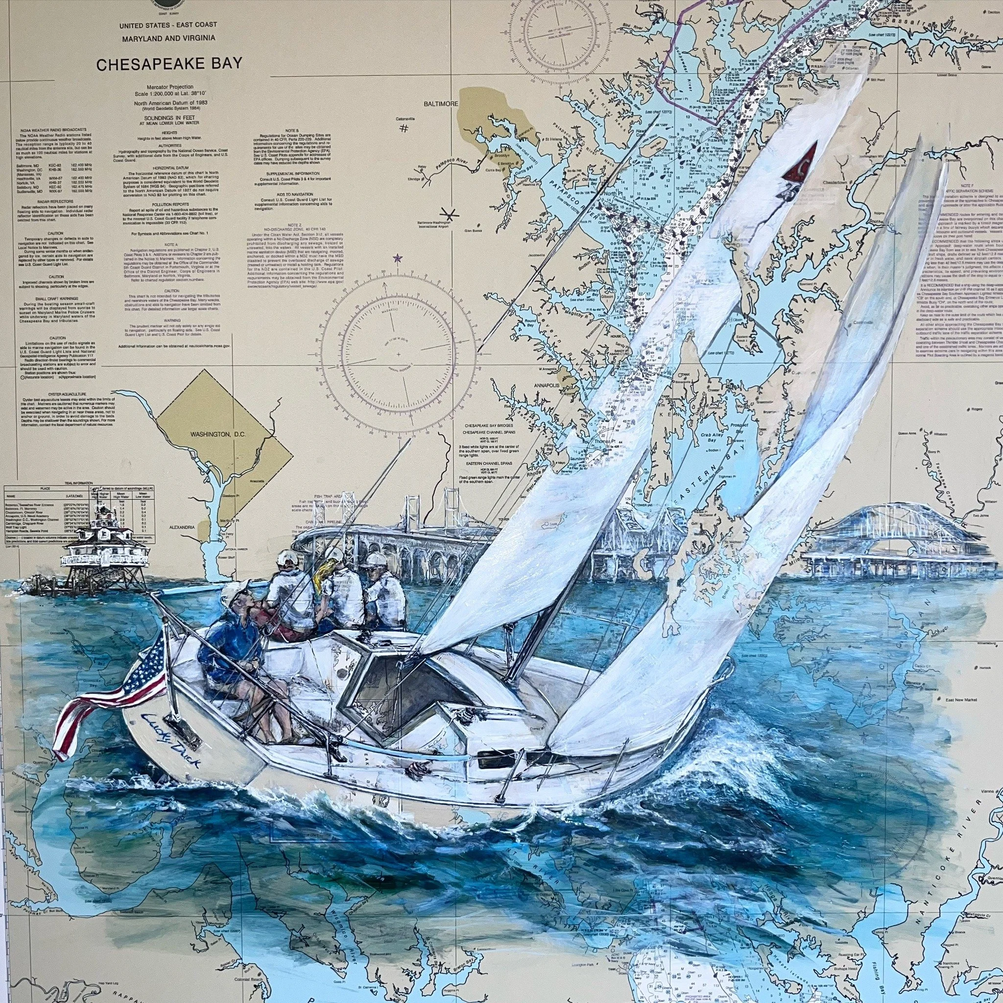 Catalina Capri 25 LUCKY DUCK (1) Acrylic Paint on Chart 12280. Measures 36 x 32.