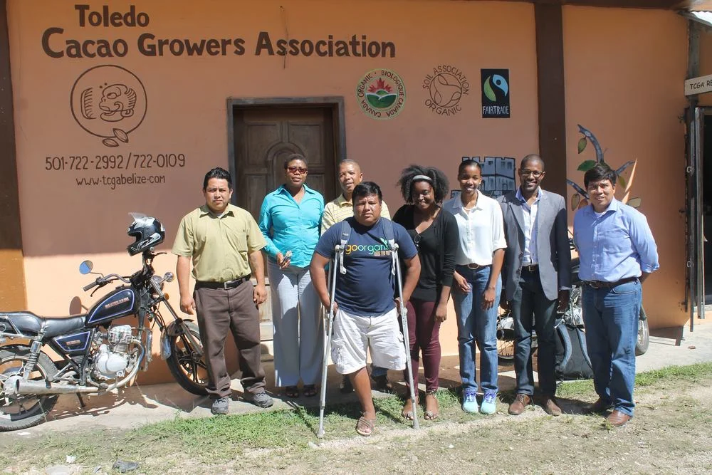 Participants in the consultations with cacao industry stakeholders, including representatives from the Toledo Cacao Growers Association, Maya Mountain Cacao, the Directorate General for Trade in Belize, and consultants from Marc Francis Ramsay &…