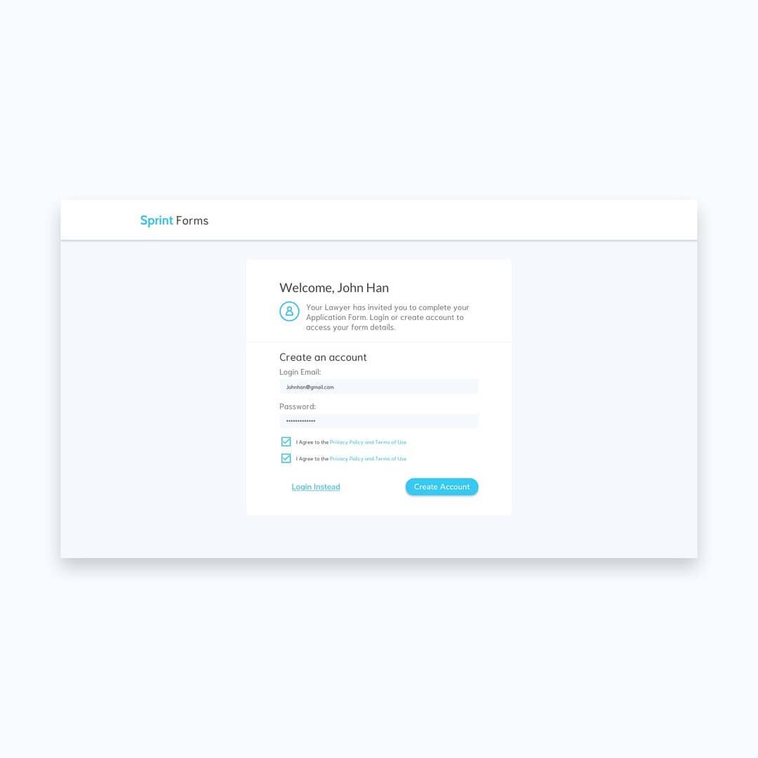 SprintForms is a freelance project I've done earlier in 2019. These are some sample screens of the client's flow designs.
.
SprintForms is a software service that saves immigration lawyers and their clients time by eliminating paperwork, and enabling
