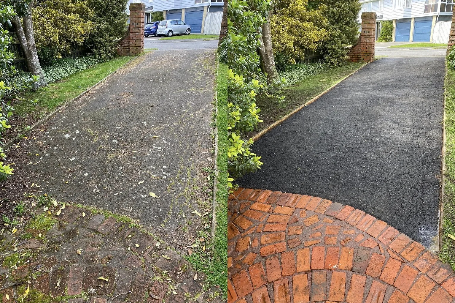 Before and after fence cleaning Wellington - moss and lichen removed from timber fence with water blasting

