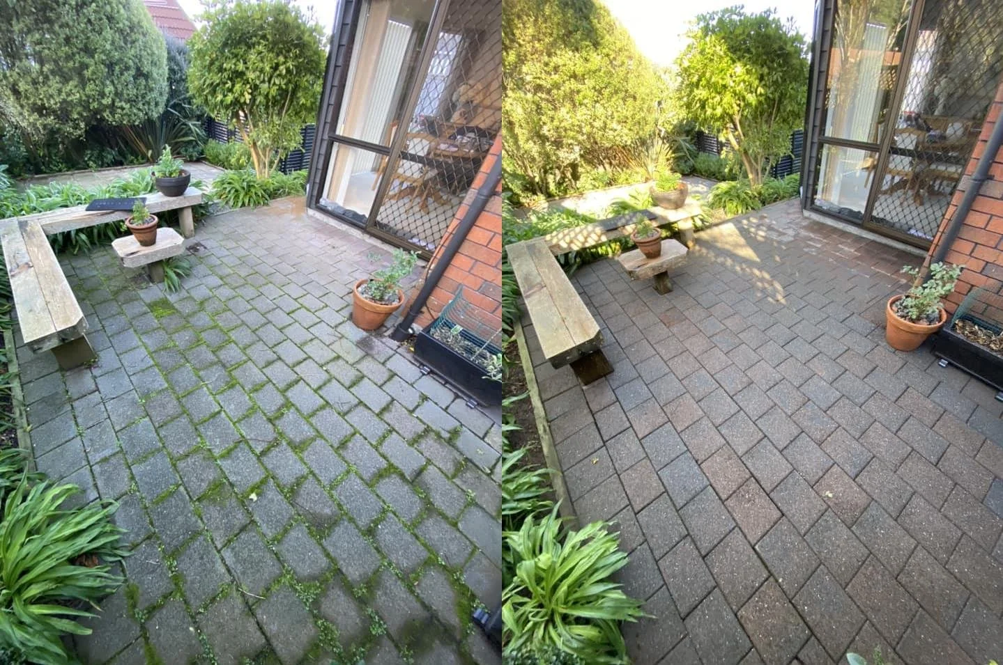 Before and after house washing Wellington - exterior walls cleaned with soft wash and water blasting

