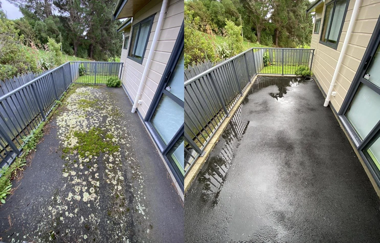 Professional house pressure cleaning Hutt Valley - moss and dirt removed from cladding and paintwork

