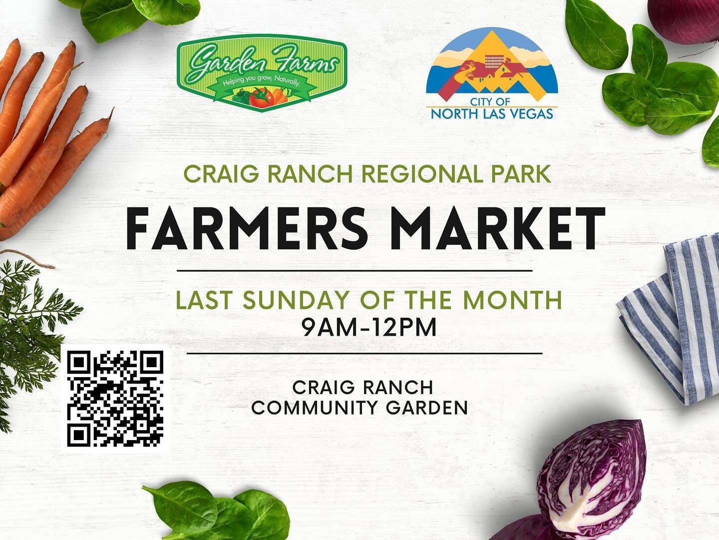 Join us at Garden Farms&rsquo; Community Garden inside of Craig Ranch Regional Park this Sunday April 28th for a free mini farmers market!

Discover local produce, handmade crafts, and artisanal delights at our monthly mini farmers market!

🥬 Fresh,