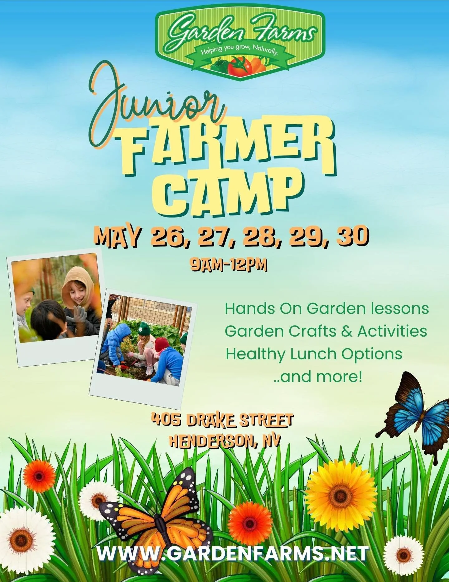 🌞 Junior Farmer Summer Camp 2026 🌱
Give your kids (ages 5&ndash;13) a summer that&rsquo;s fresh, fun, and full of growth! Junior Farmers will learn to grow, harvest, and prepare their own farm-to-table meals, create garden-inspired art, and sprout 