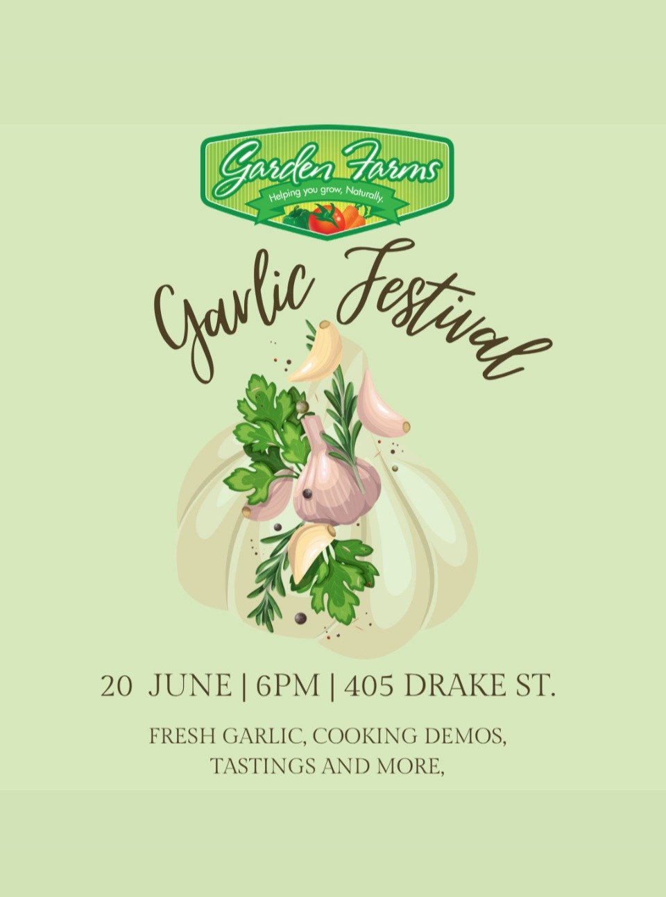 🧄 Garden Farms Annual Garlic Festival

Get ready to dive into a world of flavor at our Garlic Festival, a celebration of garlic in all its forms! Whether you're a garlic lover or a curious newbie, this event is packed with fun, delicious experiences
