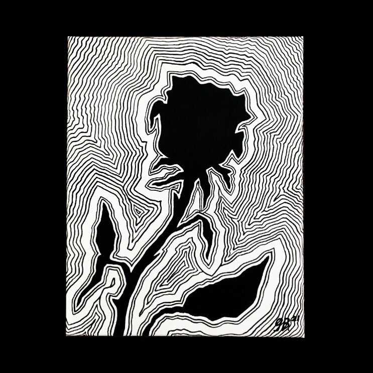 B/W Rose, 8"x10", Latex on canvas, $75