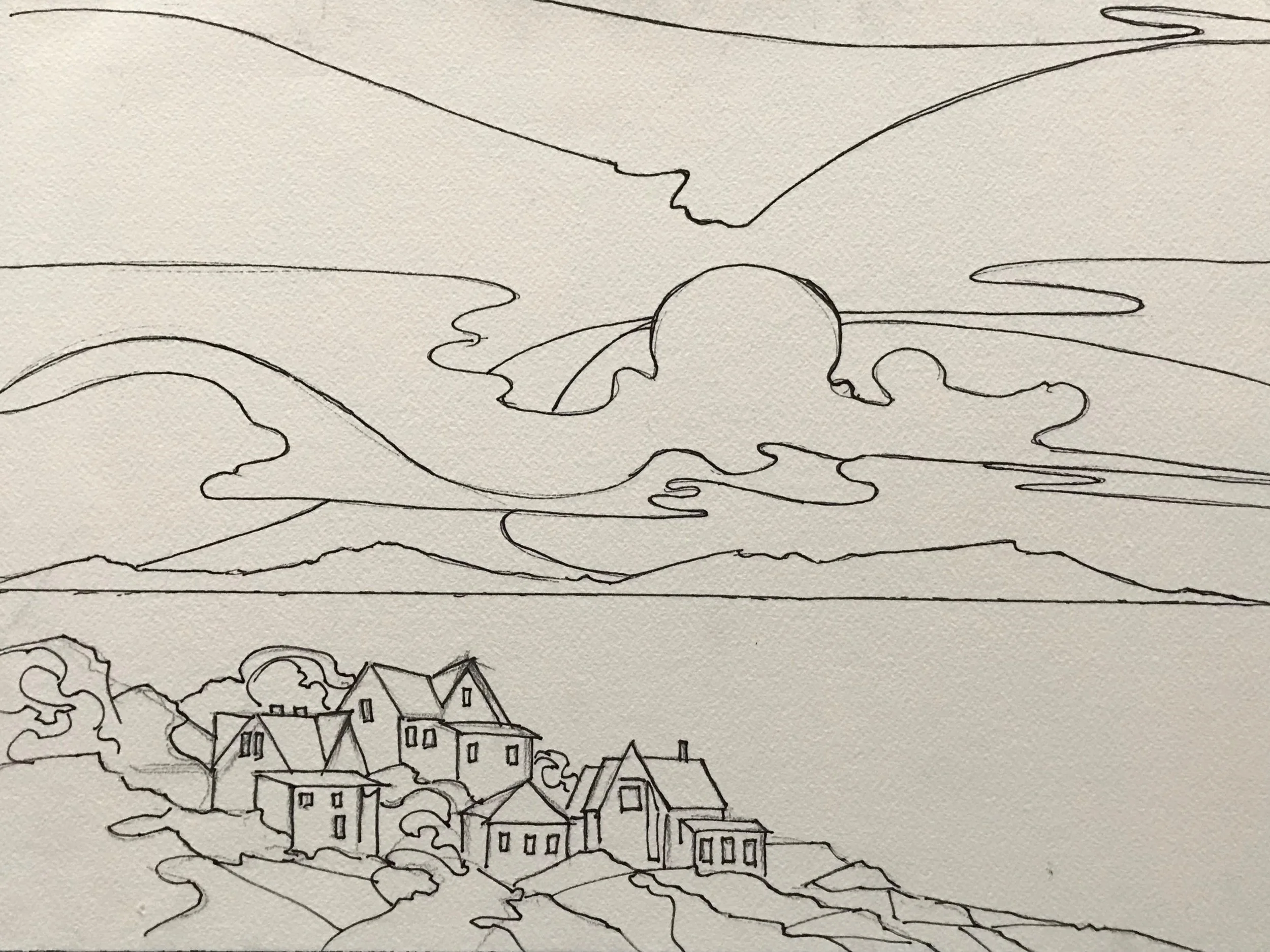 Dallas Road View Sketch