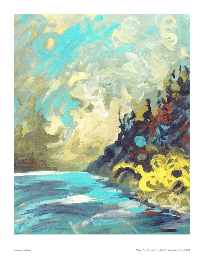 11x14" Art Print, Active Pass Along the Ferry Route