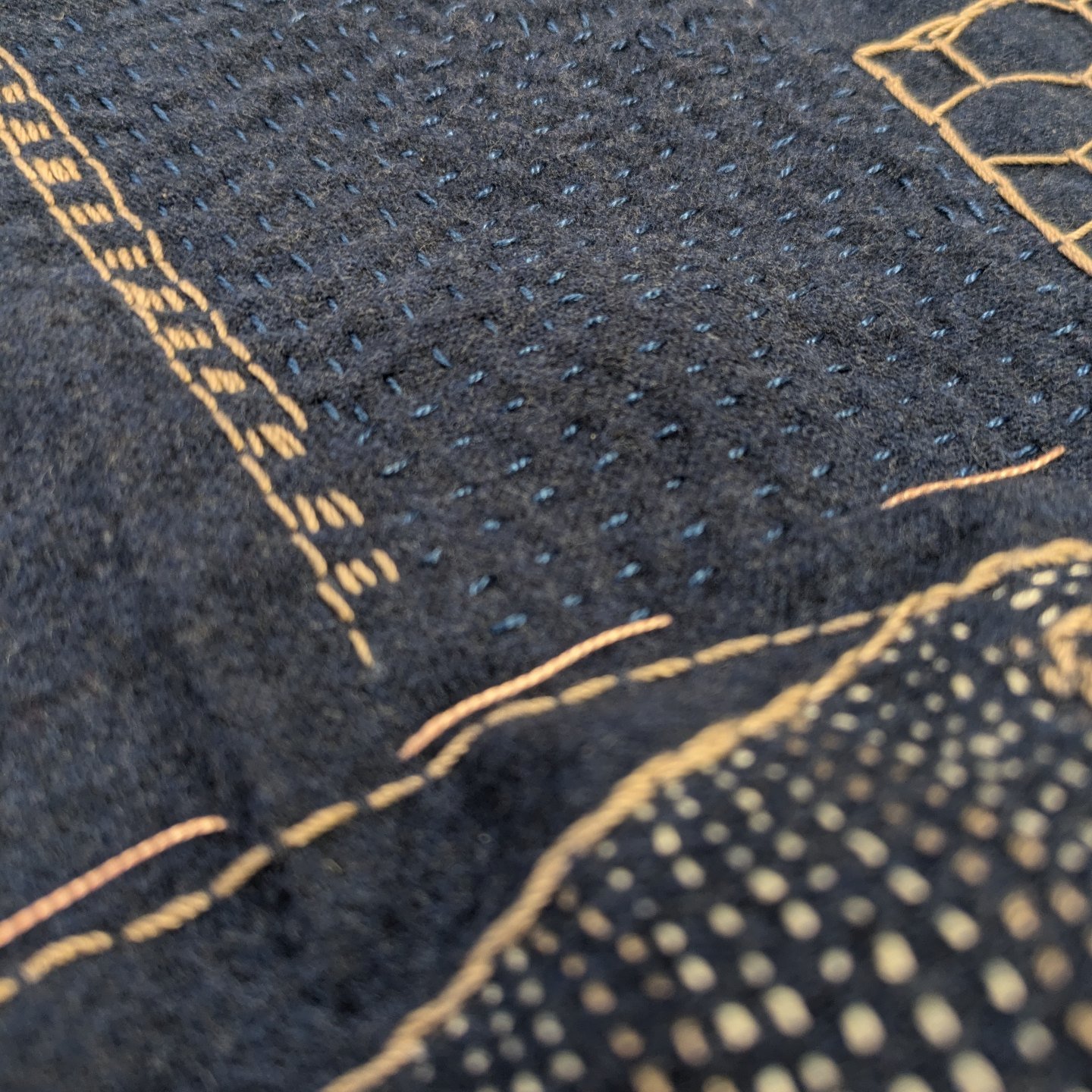 Next phase of this piece: Kantha style quilting. 
The backing is double gauze and the combo with soft flannel is so lovely to stitch on. 
.
Thanks once again to @ekta_kaul for her teaching and book, Kantha.