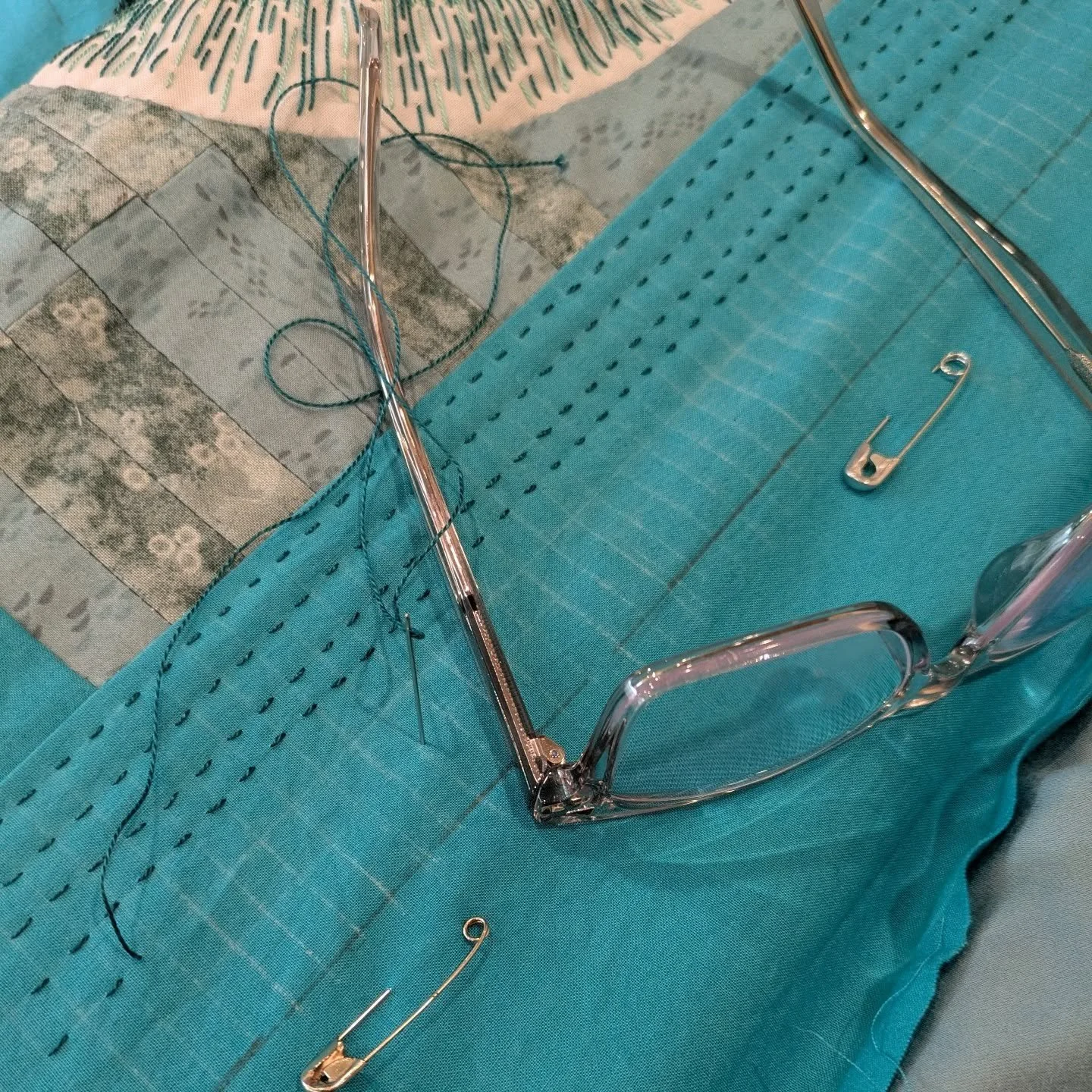 Really enjoying stitching with readers these days. When I want to also watch a show, I have a different set-up.