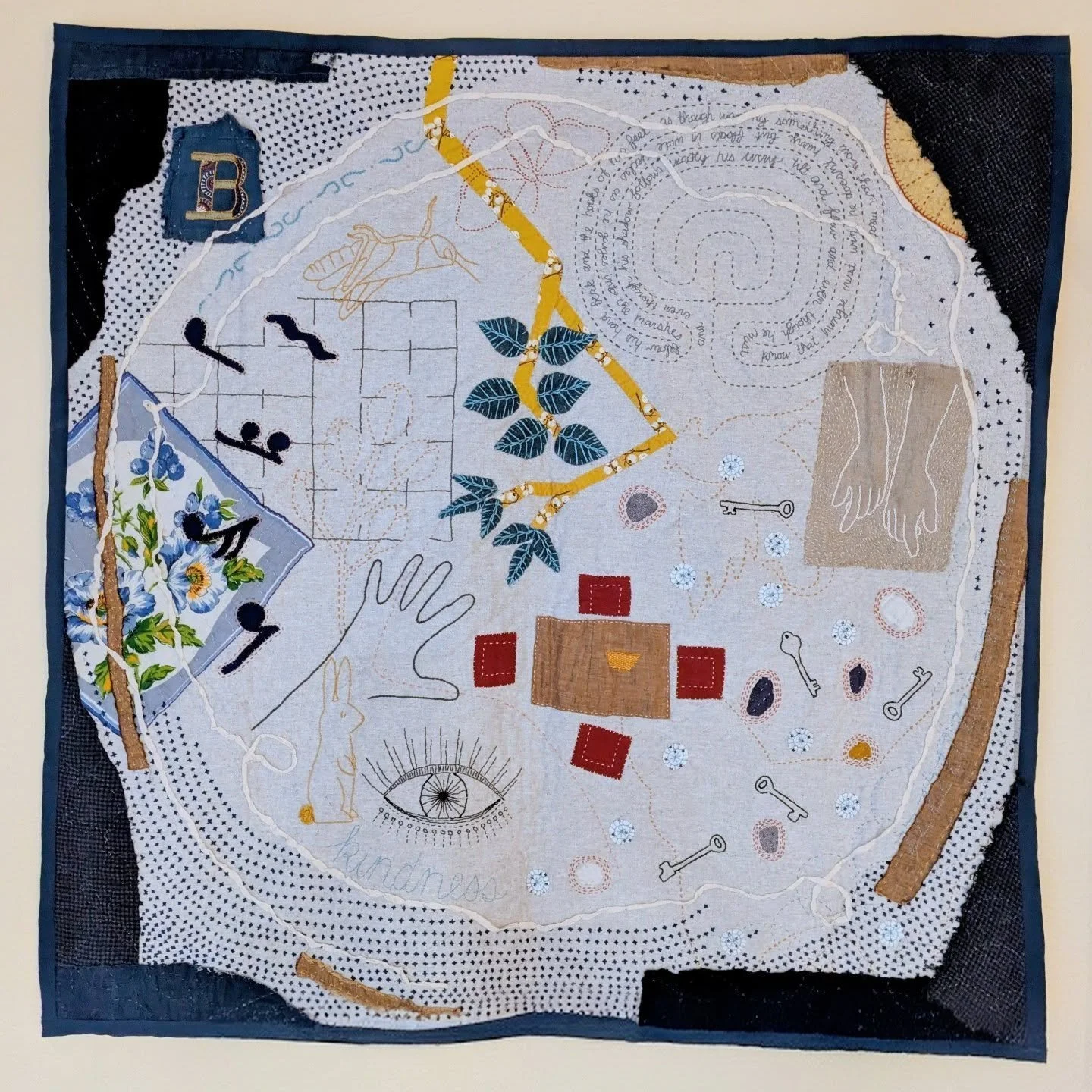✨ Alchemy of Blessings✨
41&quot; x 41&quot;
Materials: on-hand and thrifted fabrics and threads 
.
This quilt documents the blessings that make my life my life. The people, gestures, qualities, and objects that transform into meaning, structure, insp