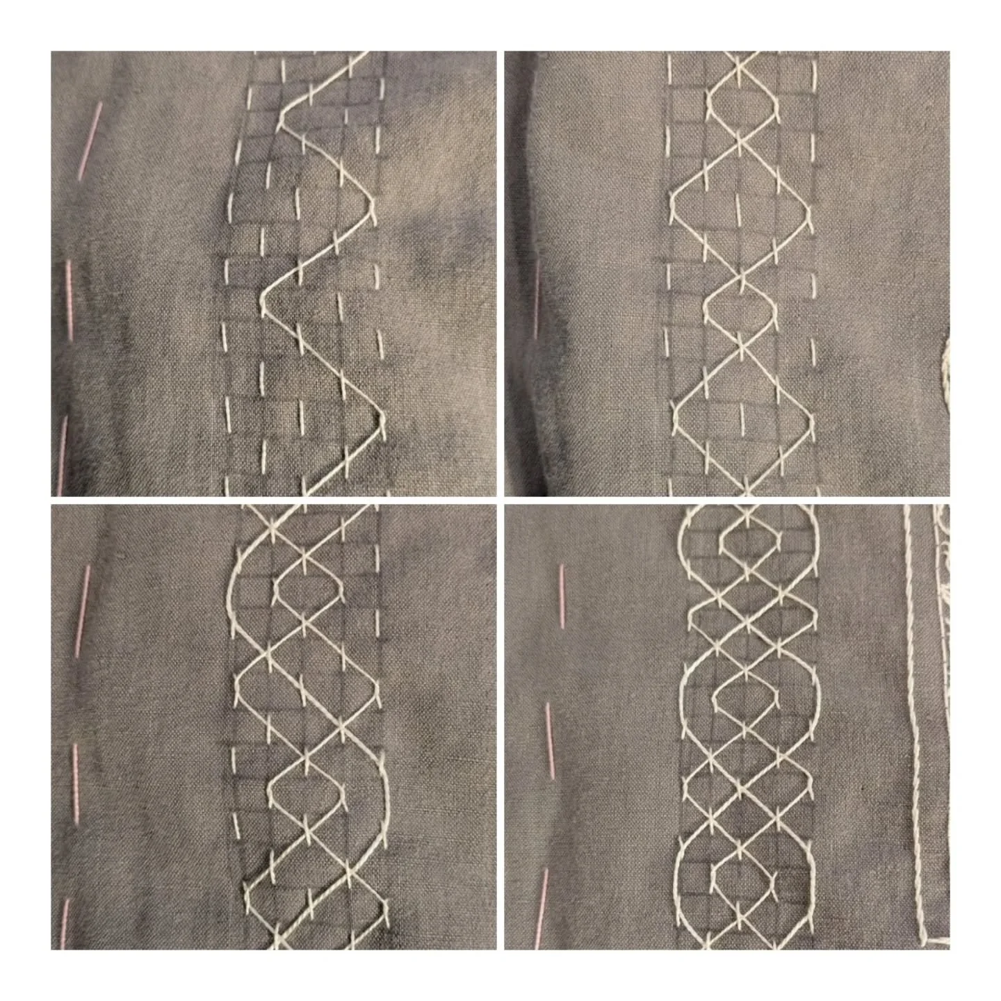 I wanted to show the process of making this laced border because it is so fun to see the design emerge. This design is more complex than others I've used, but even the simple ones are delightful. 
.
I'd like to try designing my own but this is one I 