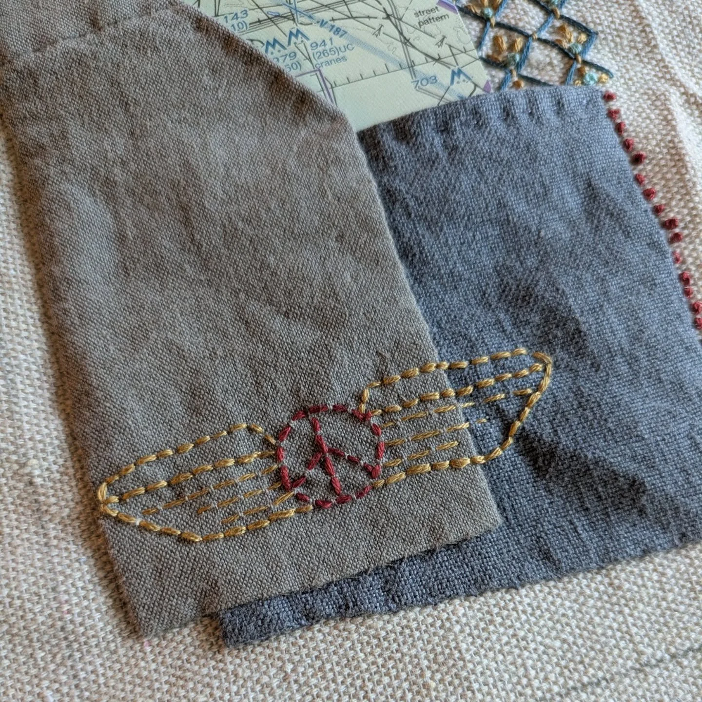 Day 5/100. Page 1 is done. I will choose another "treasure" to work with for the next page, next 5 days. Not totally in love with the drop cloth I'm using for the base pages, but that decision is made and I'm sticking with it. It will be fu