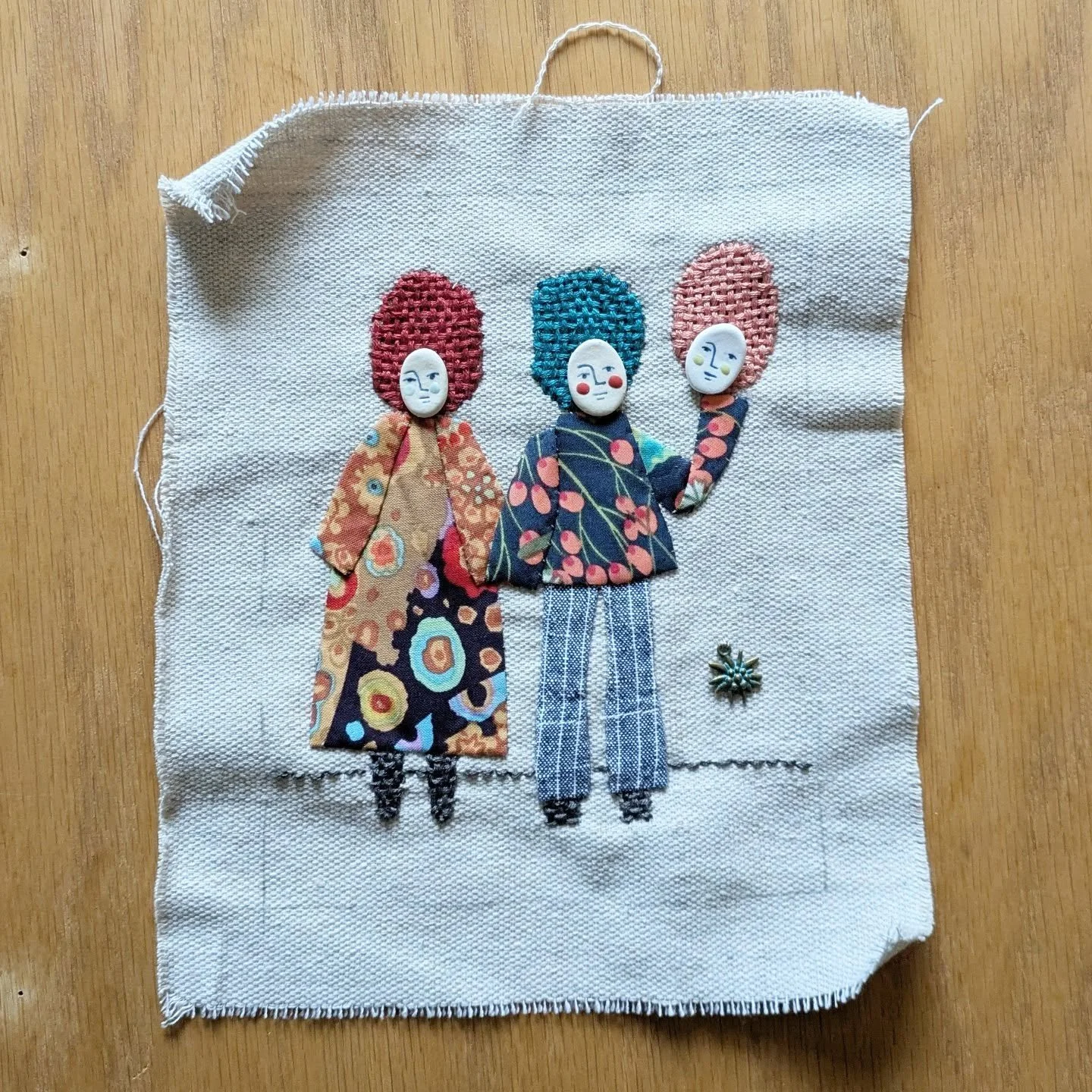 Page 4 (I've worked ahead to finish this page a couple days early) - celebrating the weird and wonderful treasure that is friendship. 
.
I bought these little ceramic buttons a couple of years ago at a holiday market (unfortunately don't remember the