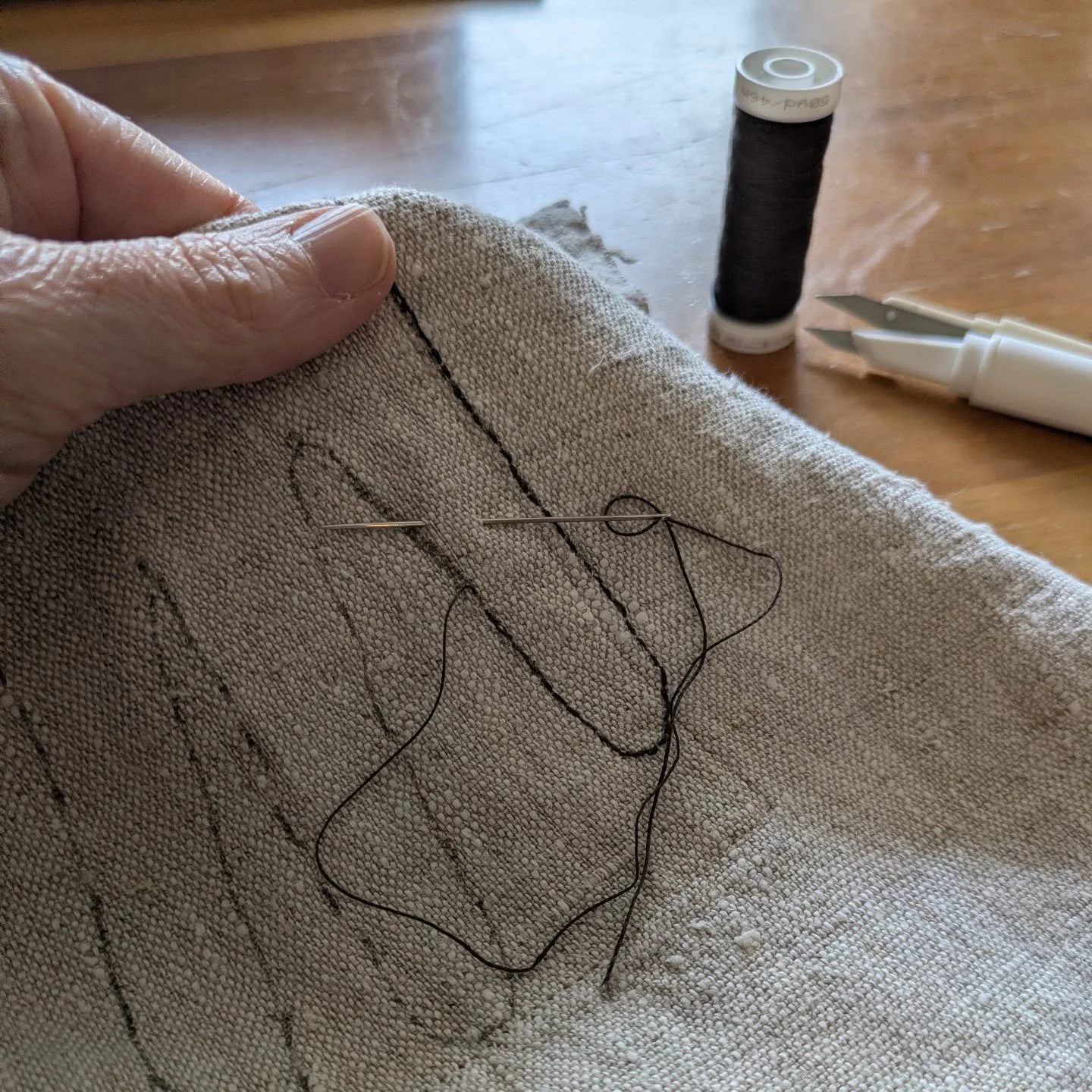 Why I stitch. Touching something real is grounding. Making stitches transforms ideas into reality. Working with thread, needle, and cloth connects with something both ancient and eternal. 
.
A hobby, sure. A creative pursuit, yes. 
Also a spiritual p