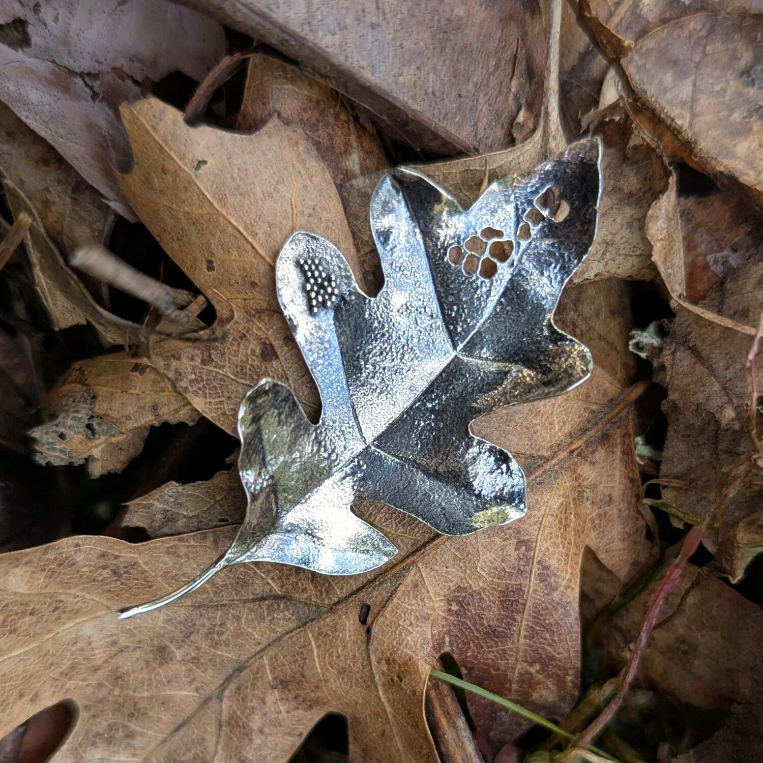 Nibbled Oak Leaf Pendant
